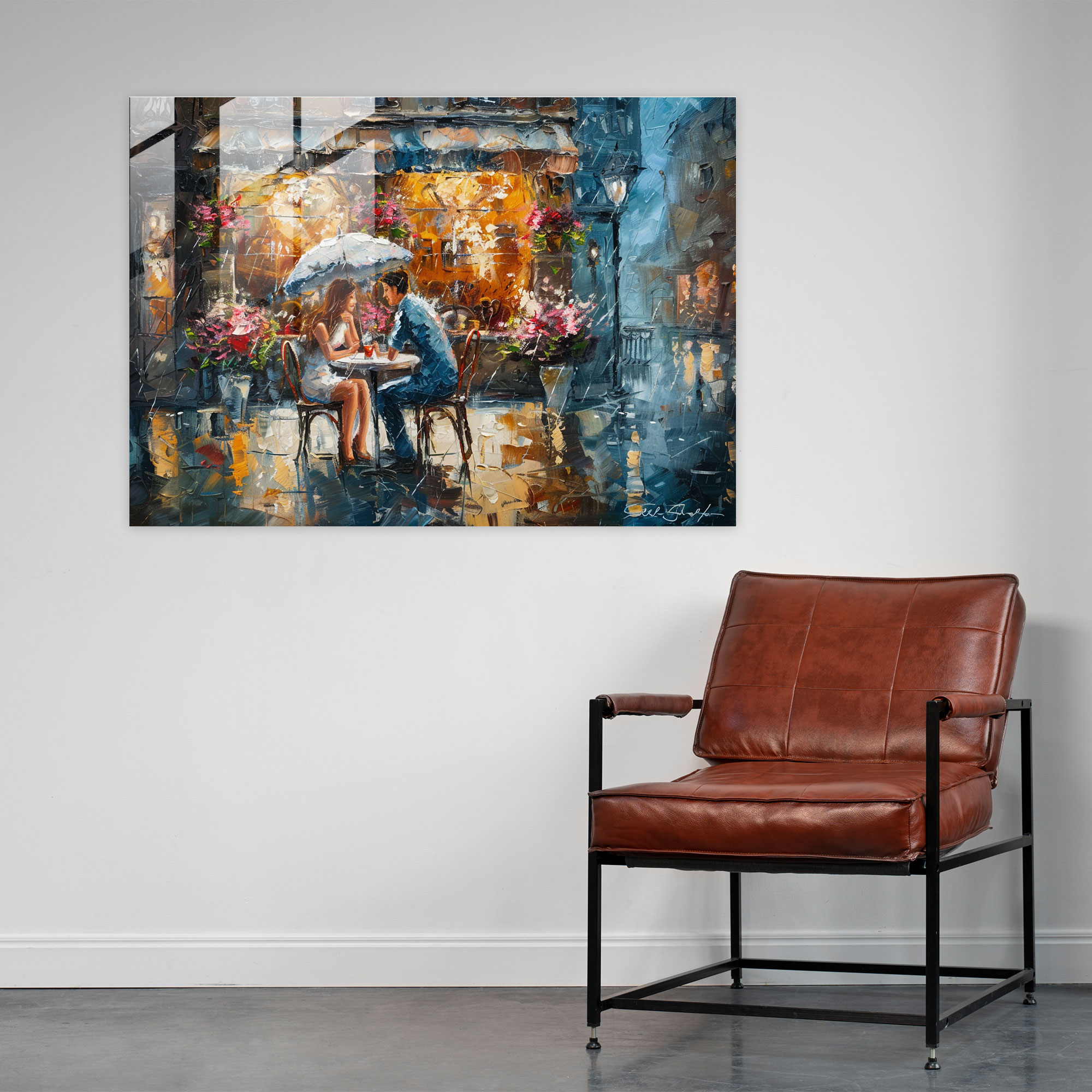 Cozy Cafe Glass Wall Art - Leonid Afremov, Home Decoration, Wall Decoration, Glass Wall Art