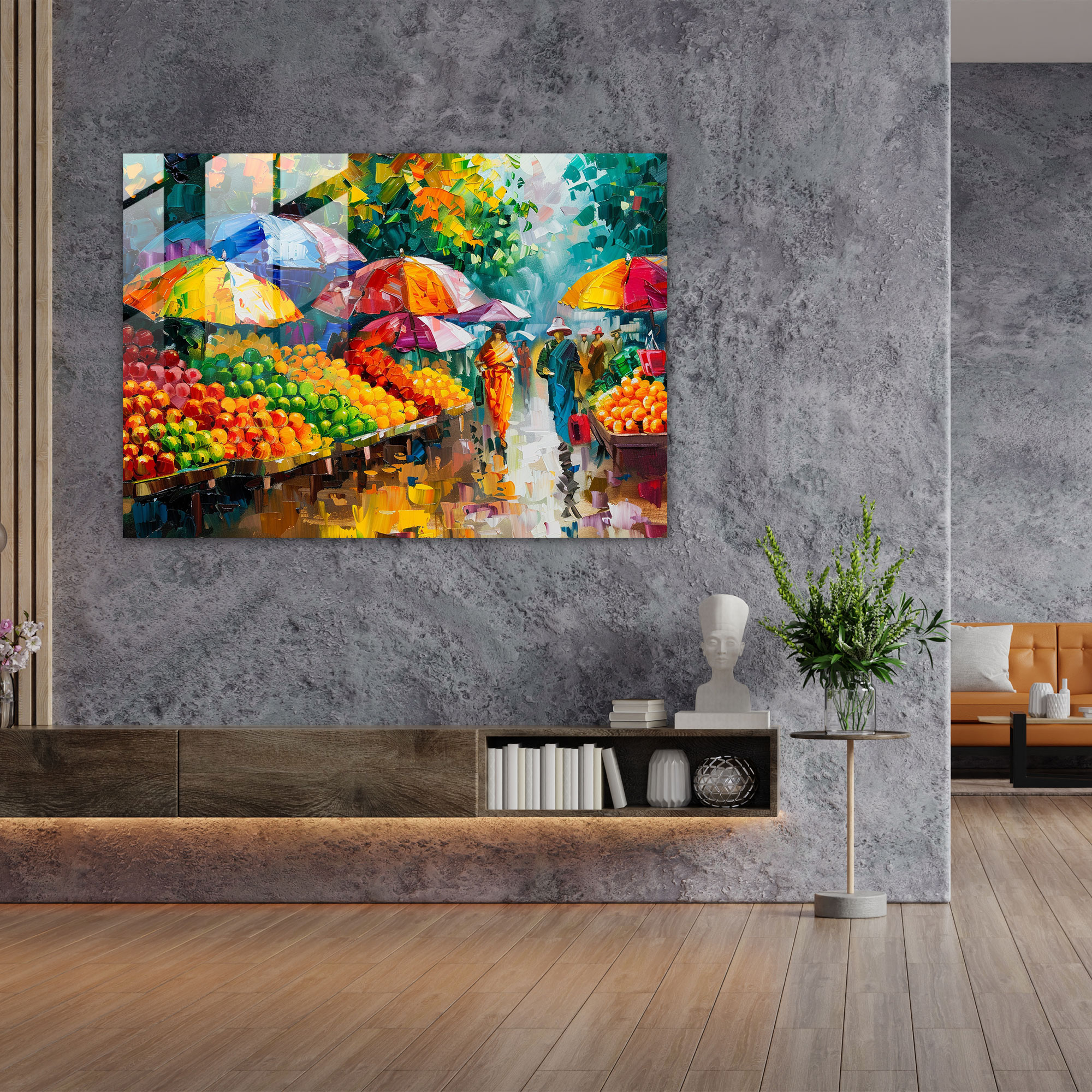 Lively Market Glass Print - Leonid Afremov, Home Decoration, Modern Art, Leonid Afremov