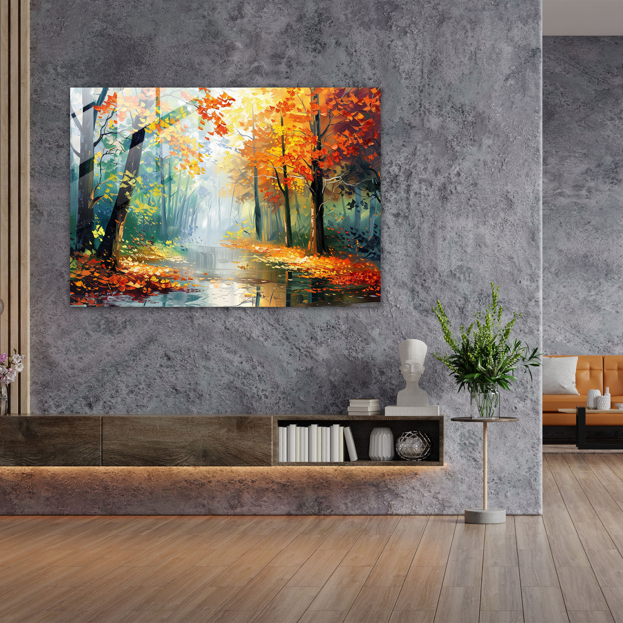 Autumn Forest Glass Print Home Decoration - Leonid Afremov, Leonid Afremov, Wall Decoration, Glass Wall Art