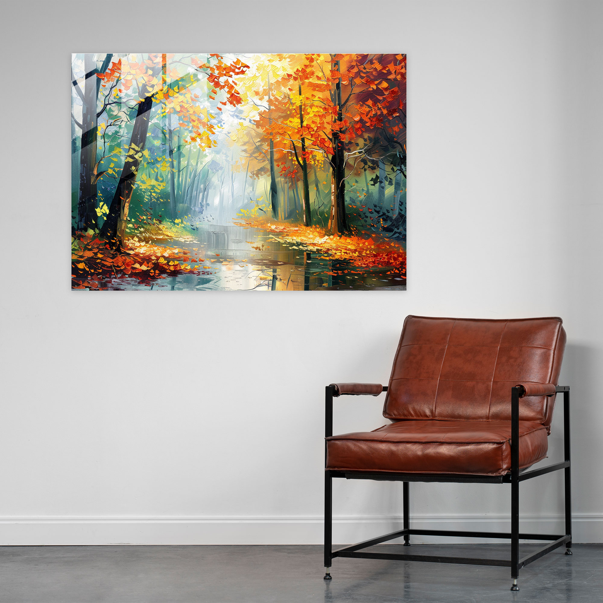 Autumn Forest Glass Print Home Decoration - Leonid Afremov, Leonid Afremov, Wall Decoration, Glass Wall Art