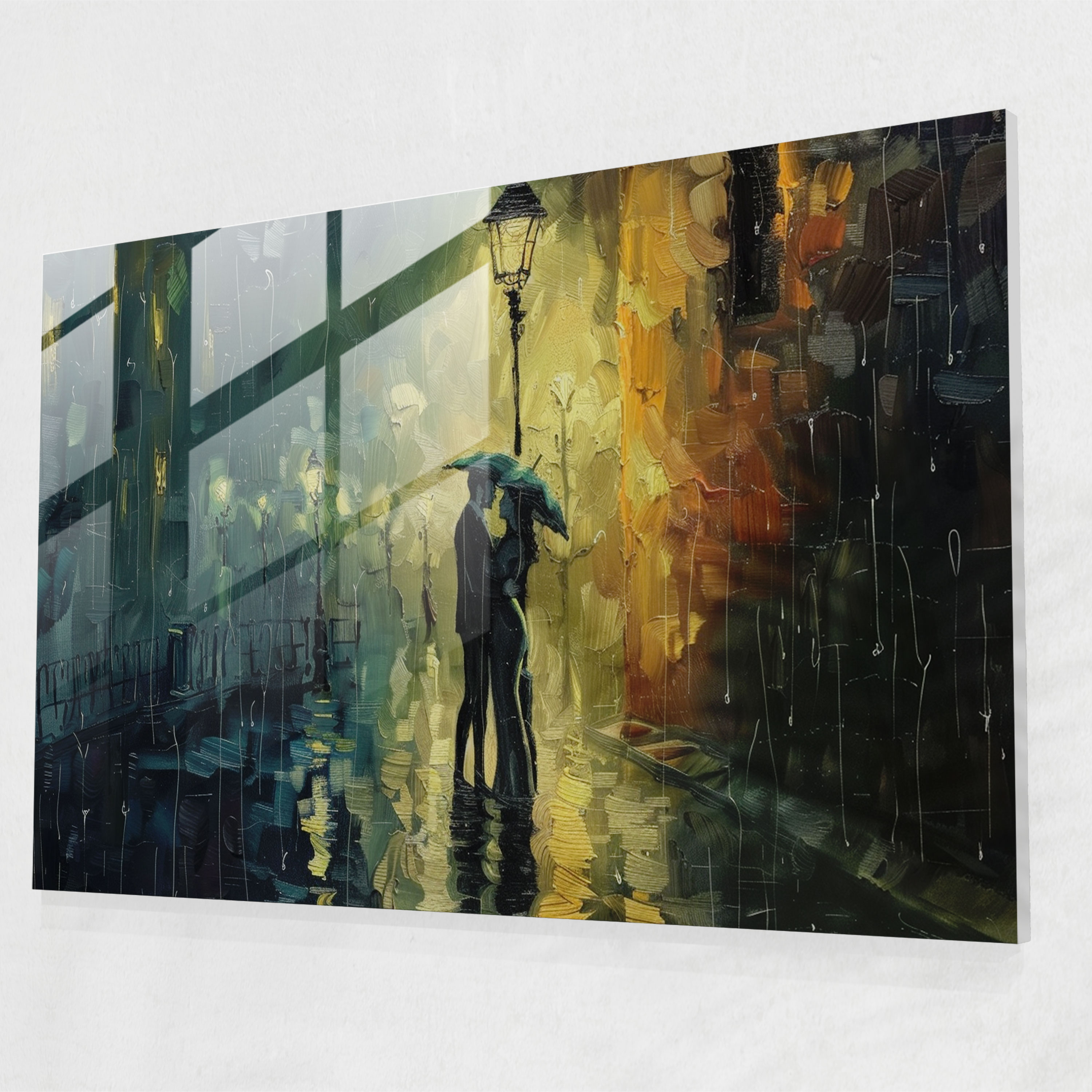 Romantic Rain Glass Wall Art - Leonid Afremov, Glass Wall Art, Wall Decoration, Home Decoration