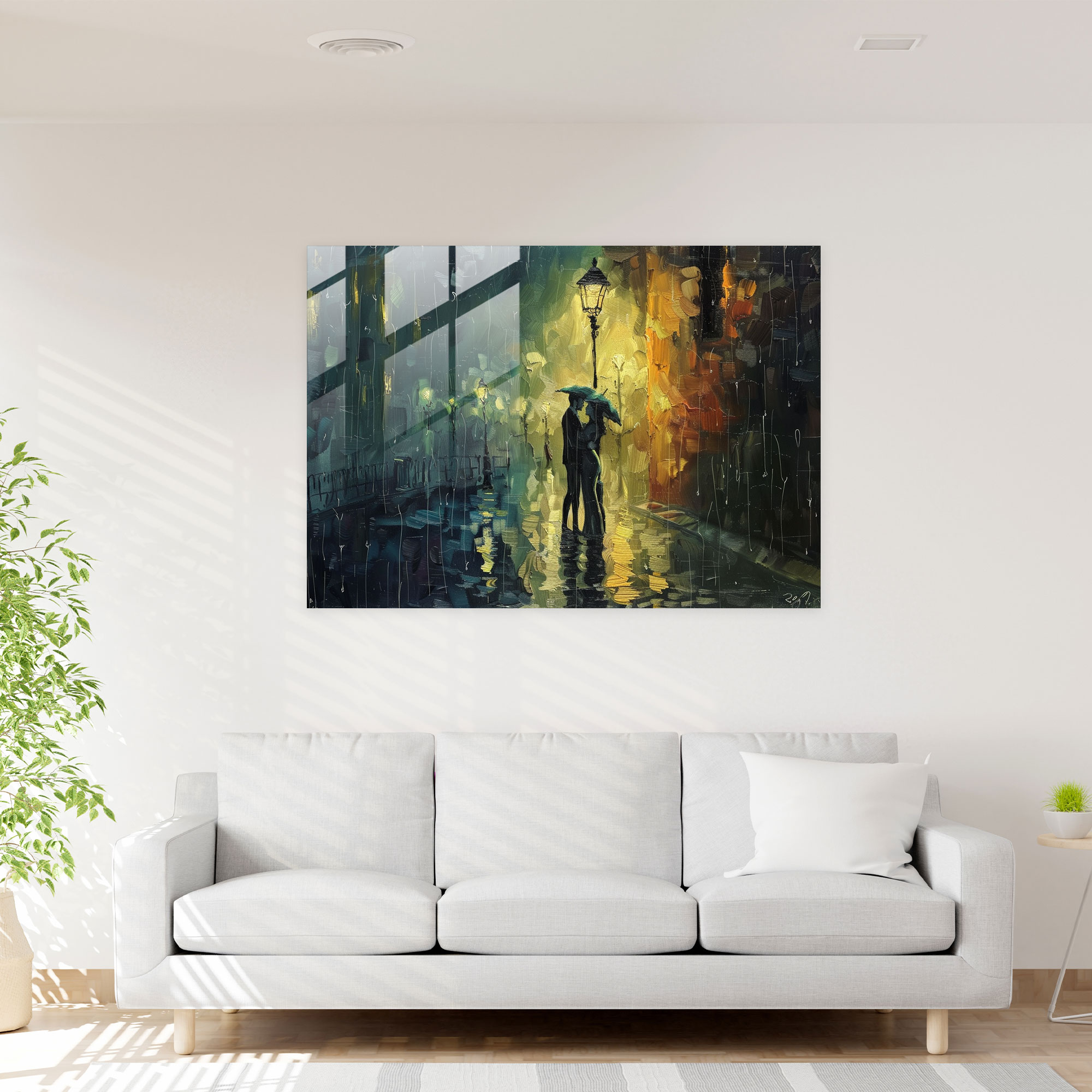 Romantic Rain Glass Wall Art - Leonid Afremov, Glass Wall Art, Wall Decoration, Home Decoration