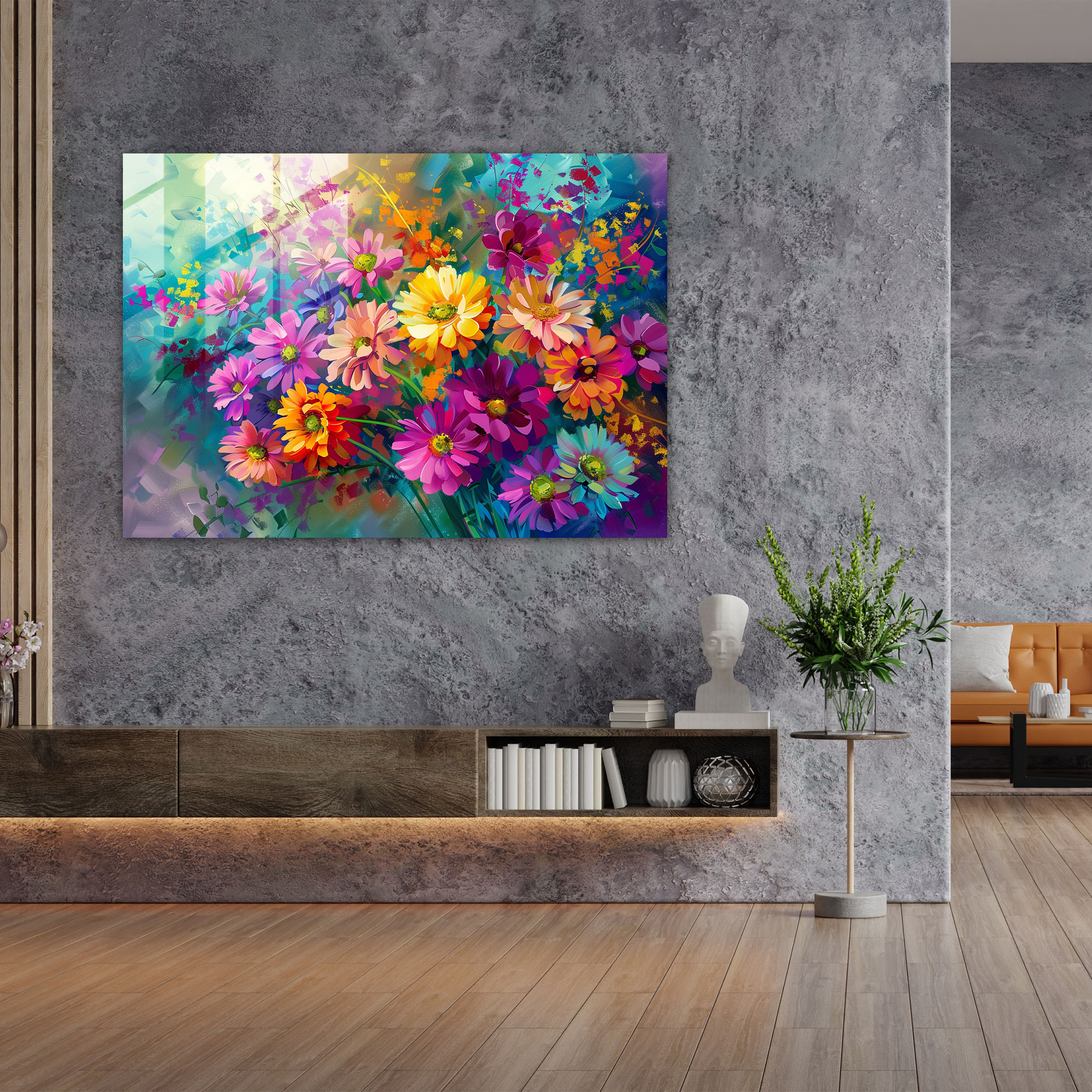 Floral Harmony Glass Print Wall Decoration - Leonid Afremov, Glass Print, Leonid Afremov, Glass Art