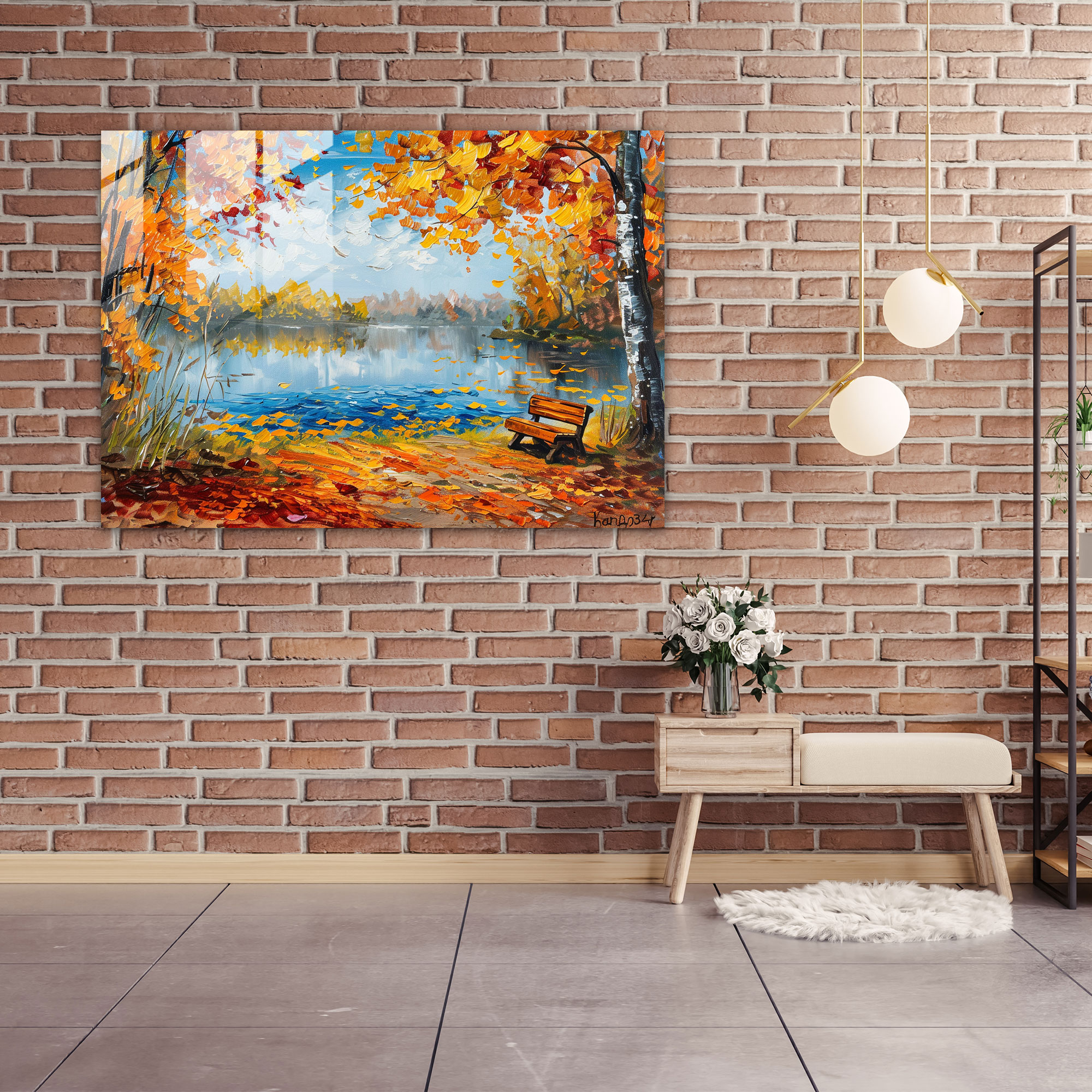 Lakeside Serenity Glass Print Home Decoration - Leonid Afremov, Modern Art, Home Decoration, Glass Wall Art