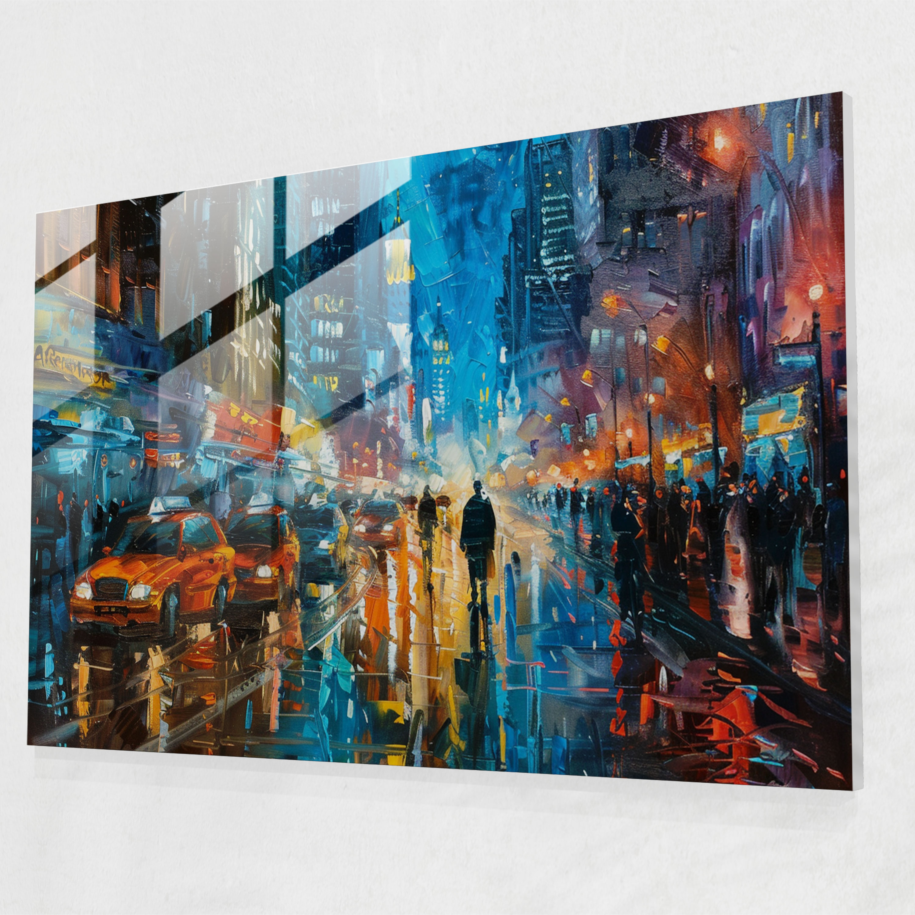 City Pulse Glass Print Modern Art - Leonid Afremov, Home Decoration, Leonid Afremov, Modern Art