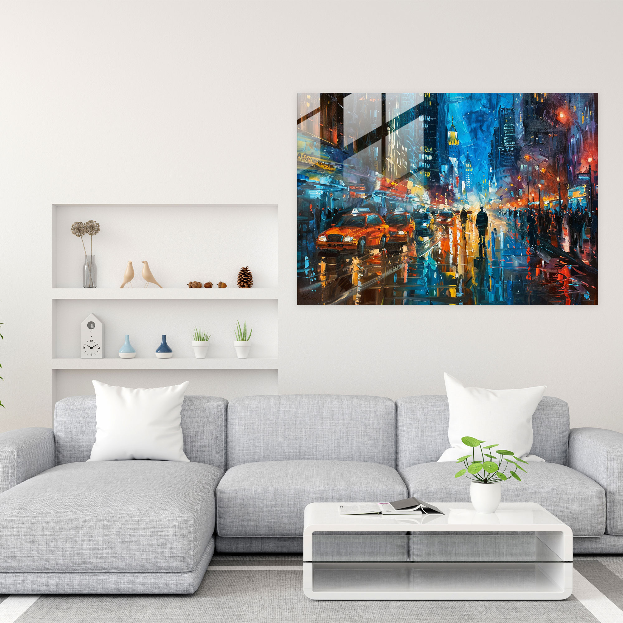 City Pulse Glass Print Modern Art - Leonid Afremov, Home Decoration, Leonid Afremov, Modern Art
