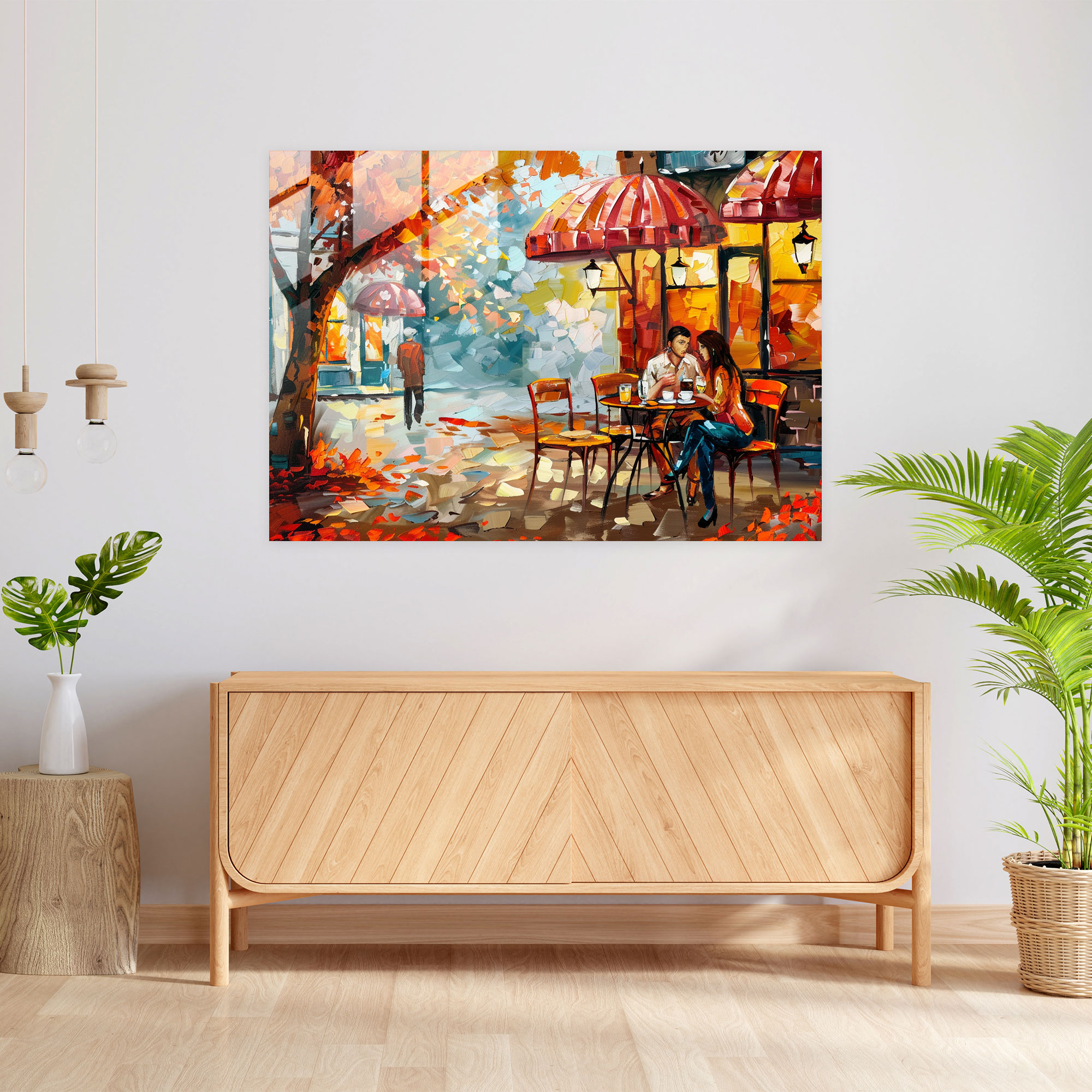 Cafe Charm Glass Print Wall Decoration - Leonid Afremov, Glass Print, Wall Decoration, Home Decoration