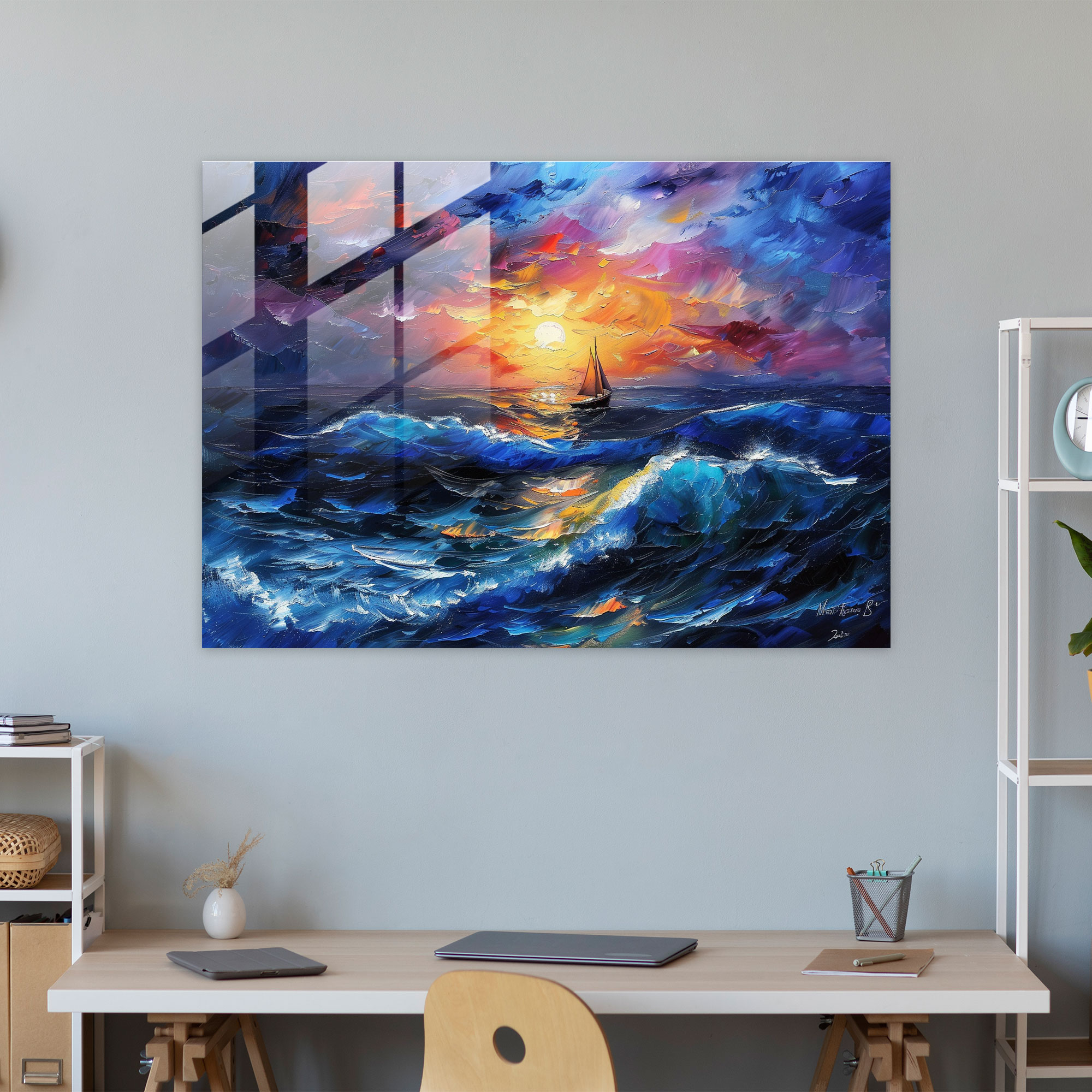 Leonid Afremov Glass Print Seascape Wall Art - Leonid Afremov, Home Decoration, Leonid Afremov, Modern Art