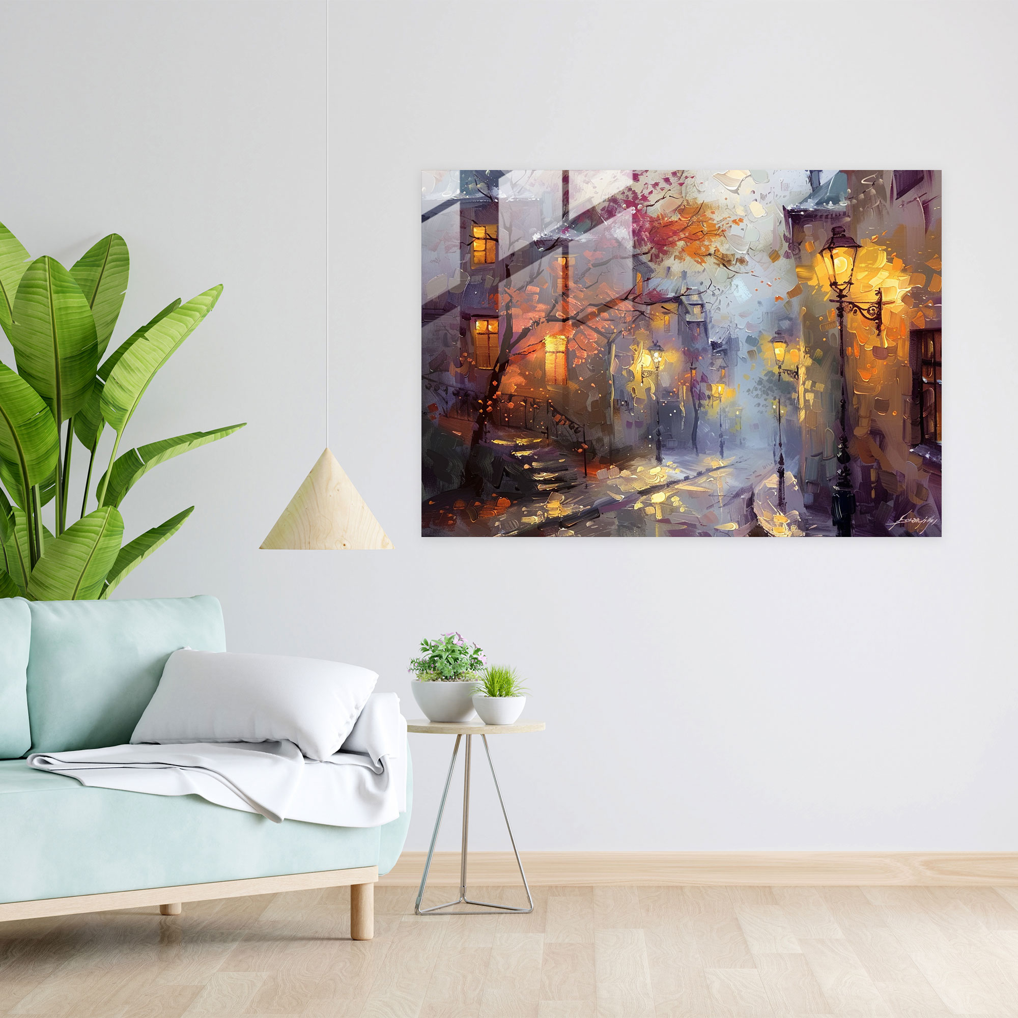 Leonid Afremov Glass Print Street Wall Art - Leonid Afremov, Wall Decoration, Glass Wall Art, Home Decoration