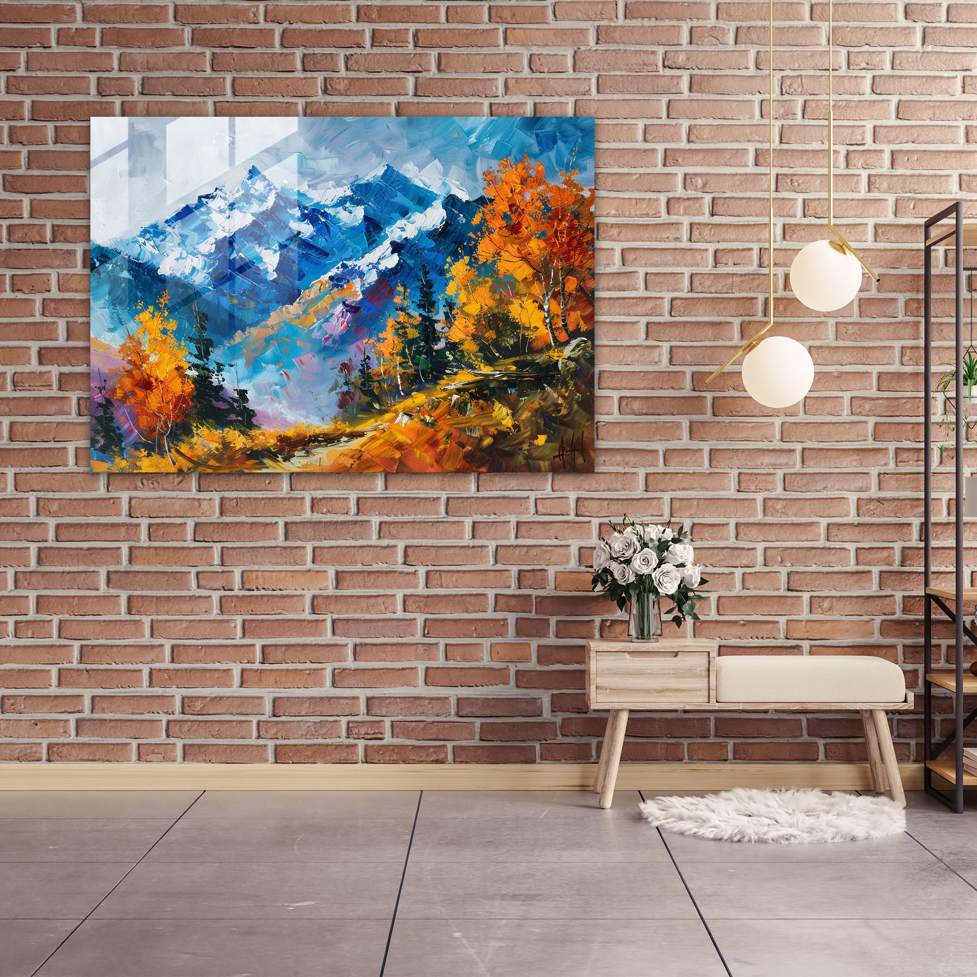 Leonid Afremov Glass Print Mountain Wall Art - Leonid Afremov, Home Decoration, Glass Wall Art, Modern Art