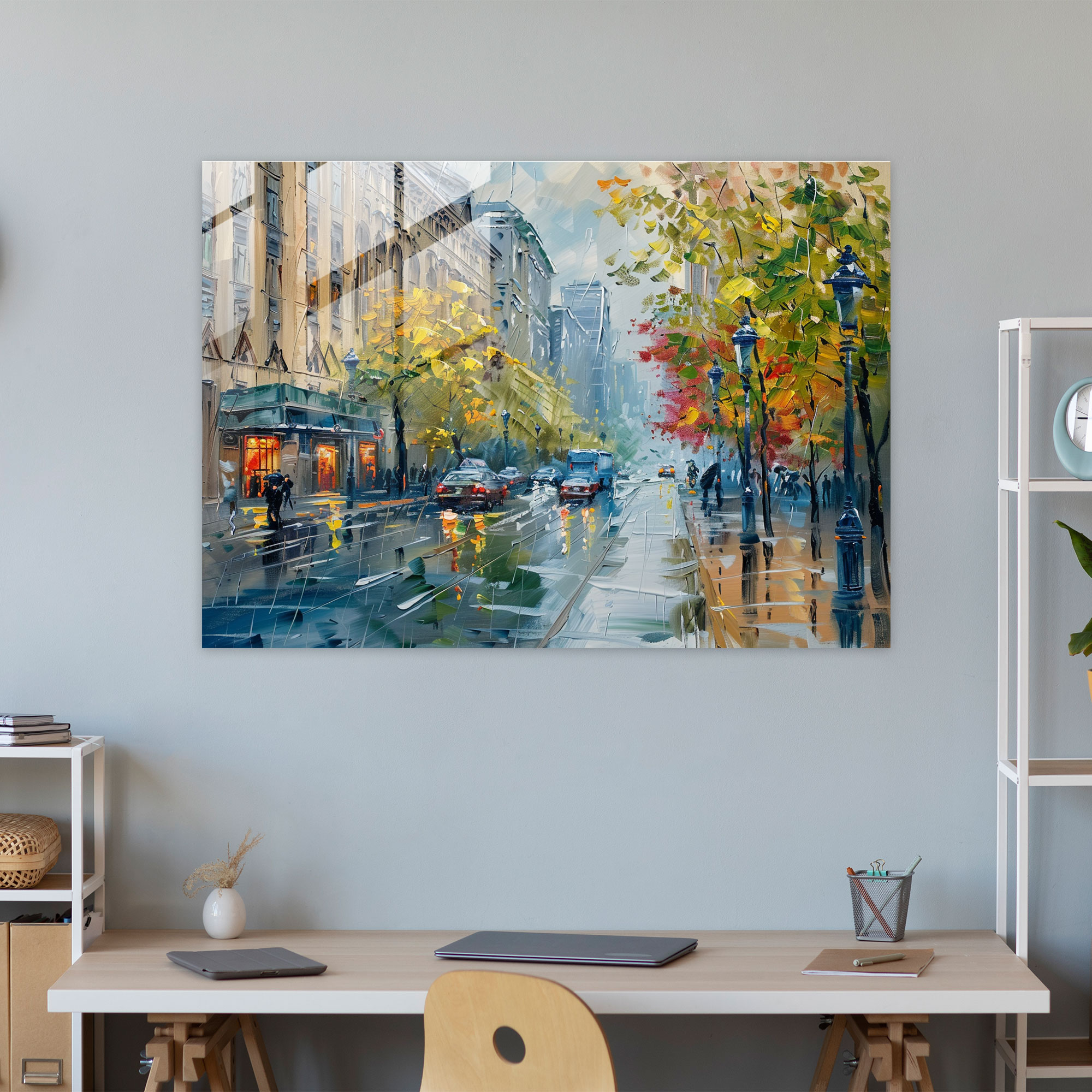 Leonid Afremov Glass Print City Street Wall Art - Leonid Afremov, Glass Wall Art, Wall Decoration, Glass Print