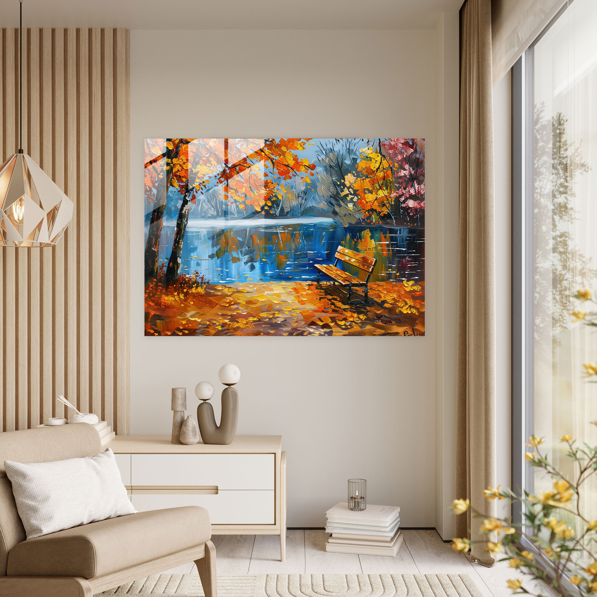 Leonid Afremov Glass Print Lakeside Wall Art - Leonid Afremov, Leonid Afremov, Home Decoration, Glass Print