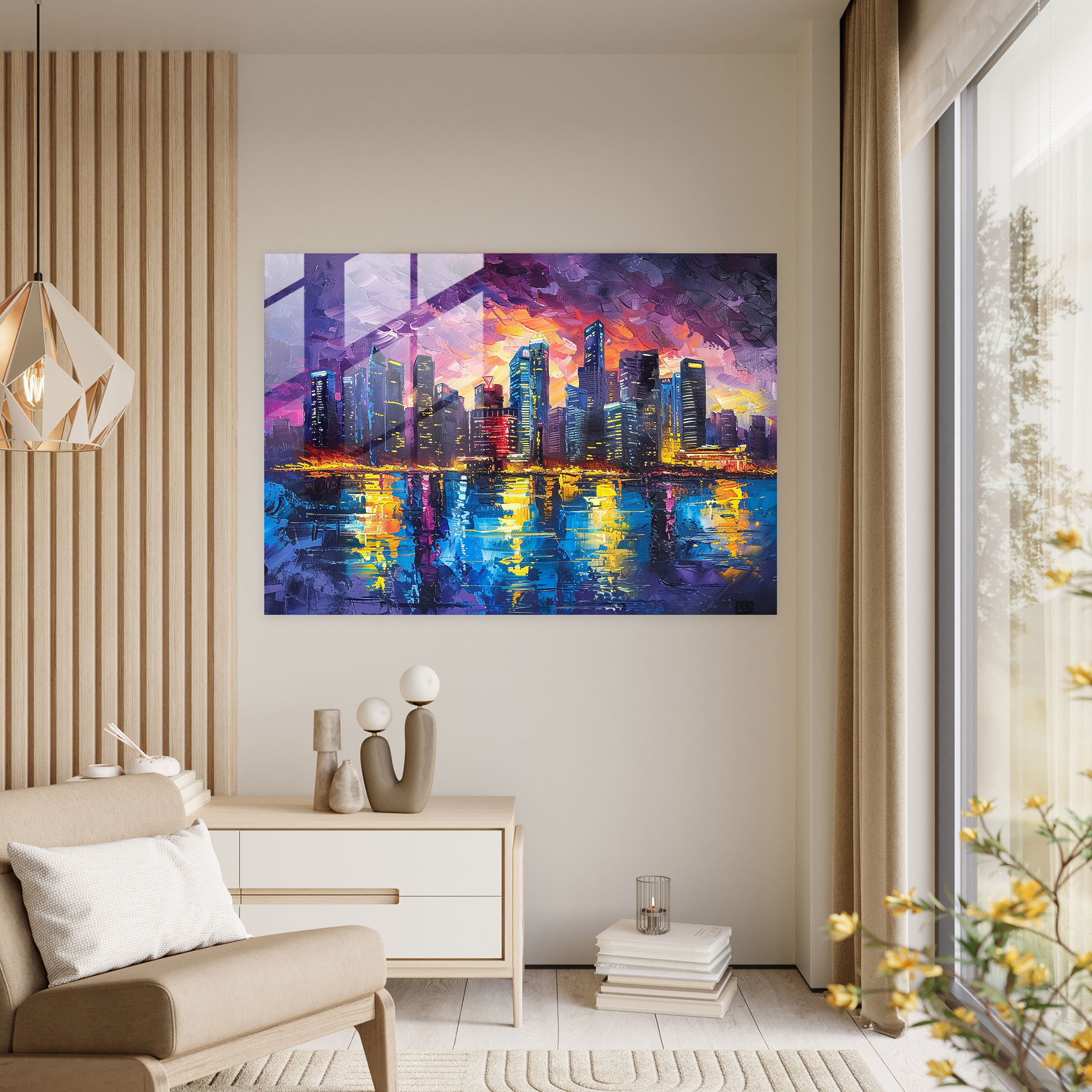 Leonid Afremov Glass Print Cityscape - Leonid Afremov, Wall Decoration, Glass Print, Glass Wall Art