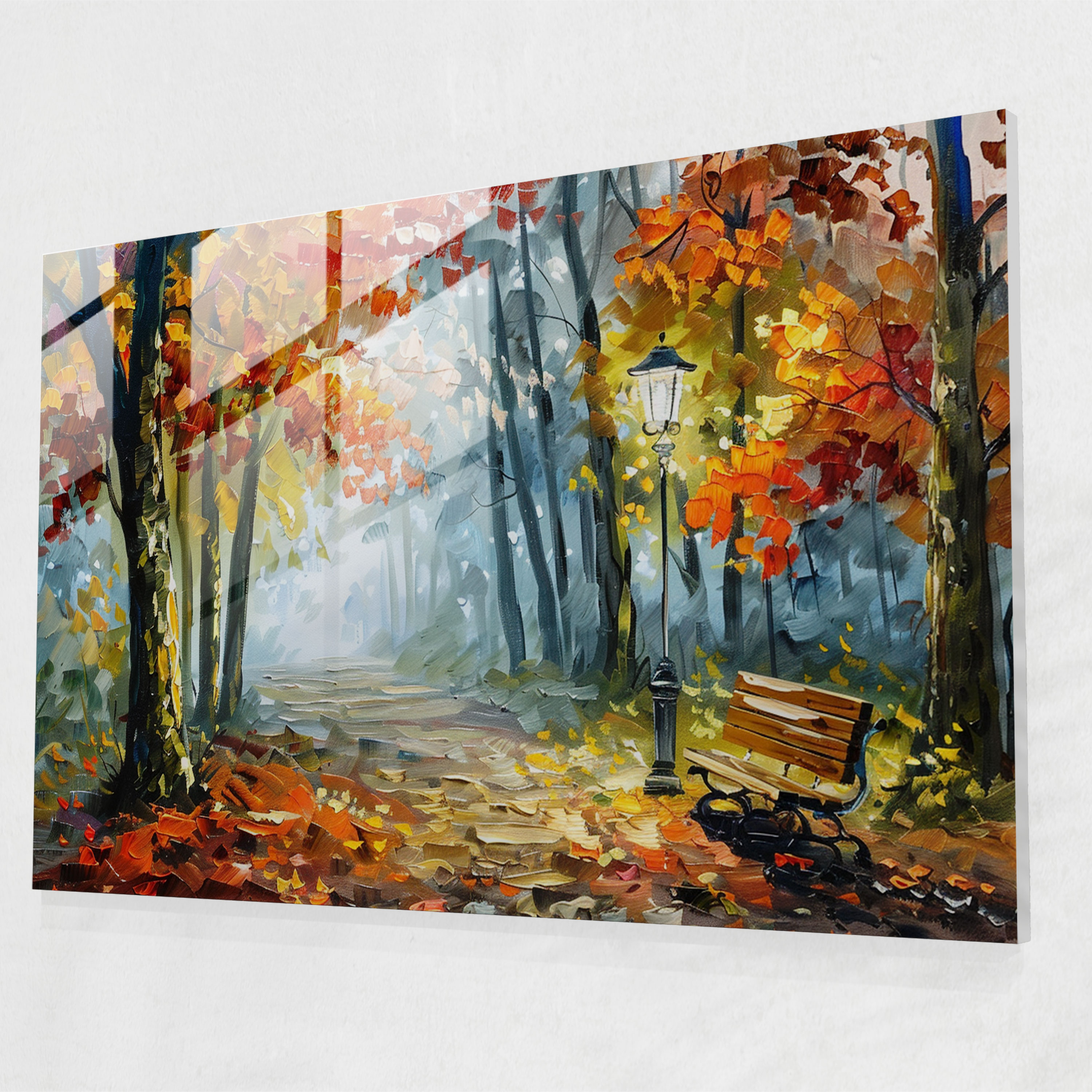 Leonid Afremov Glass Wall Art Park Scene - Leonid Afremov, Wall Decoration, Glass Print, Glass Wall Art