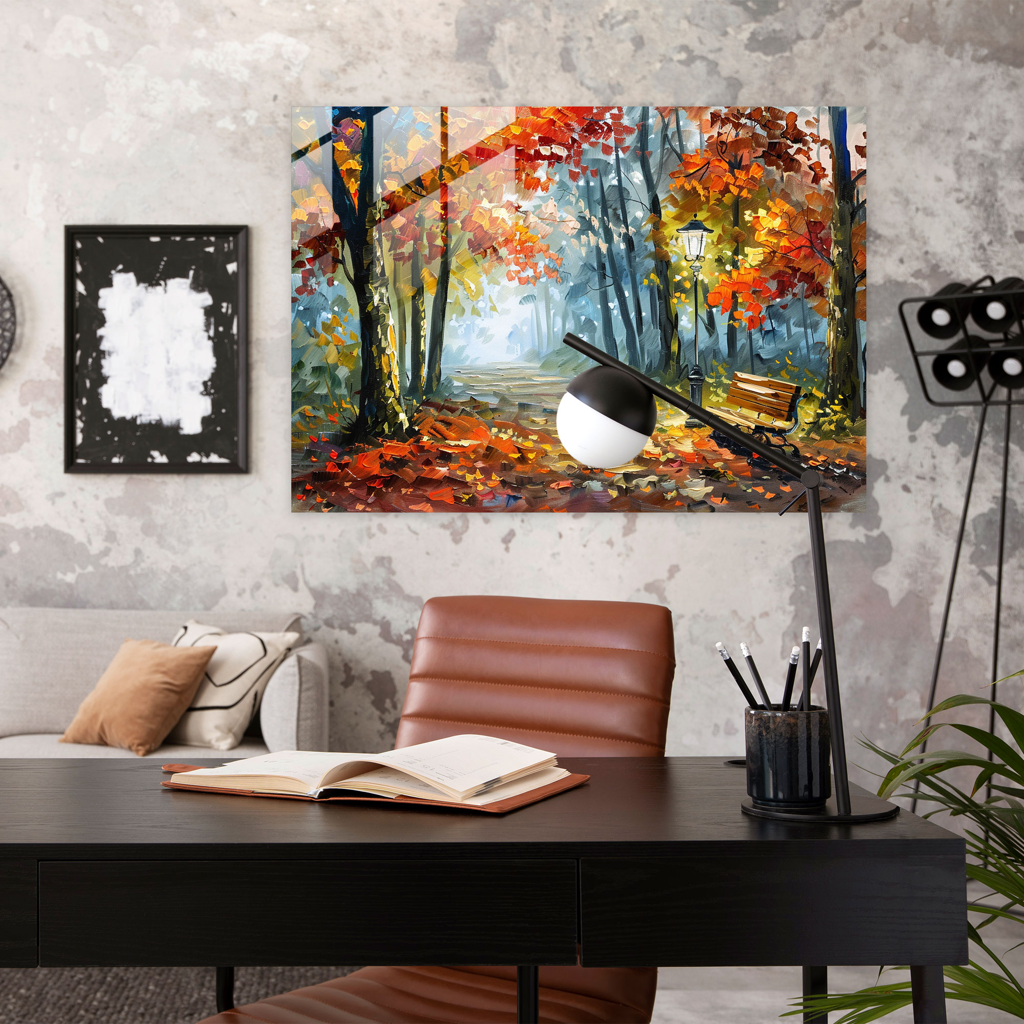 Leonid Afremov Glass Wall Art Park Scene - Leonid Afremov, Wall Decoration, Glass Print, Glass Wall Art