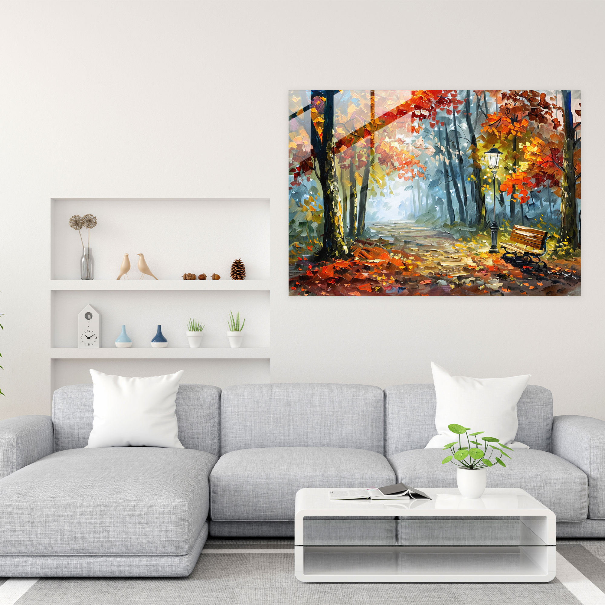 Leonid Afremov Glass Wall Art Park Scene - Leonid Afremov, Wall Decoration, Glass Print, Glass Wall Art