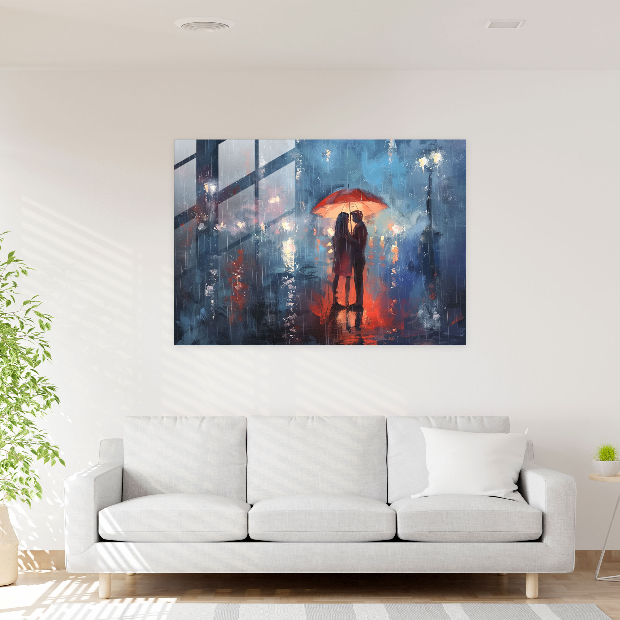 Leonid Afremov Glass Print Romantic Couple - Leonid Afremov, Glass Wall Art, Modern Art, Wall Decoration