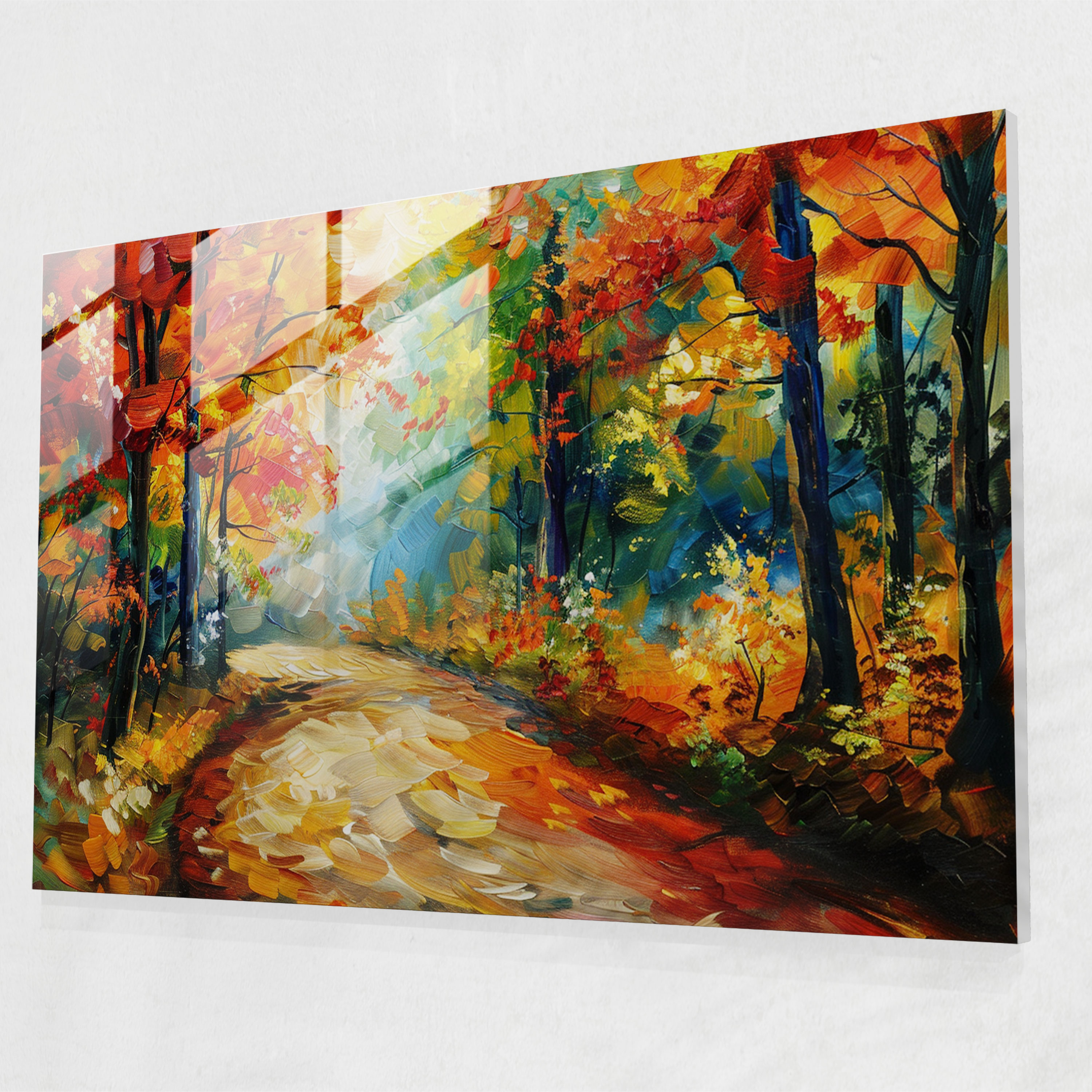 Leonid Afremov Glass Wall Art Autumn Forest - Leonid Afremov, Modern Art, Glass Print, Glass Art