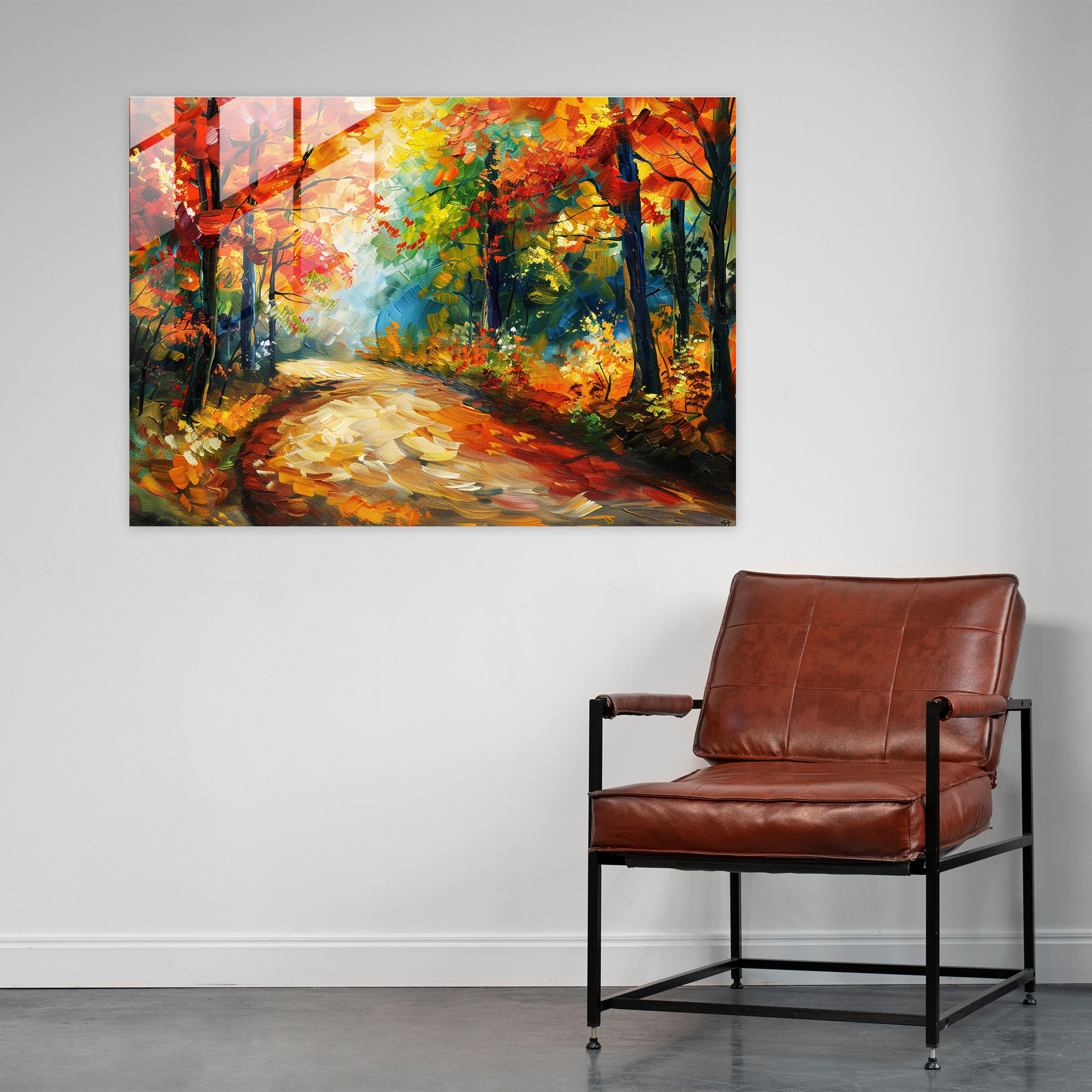Leonid Afremov Glass Wall Art Autumn Forest - Leonid Afremov, Modern Art, Glass Print, Glass Art