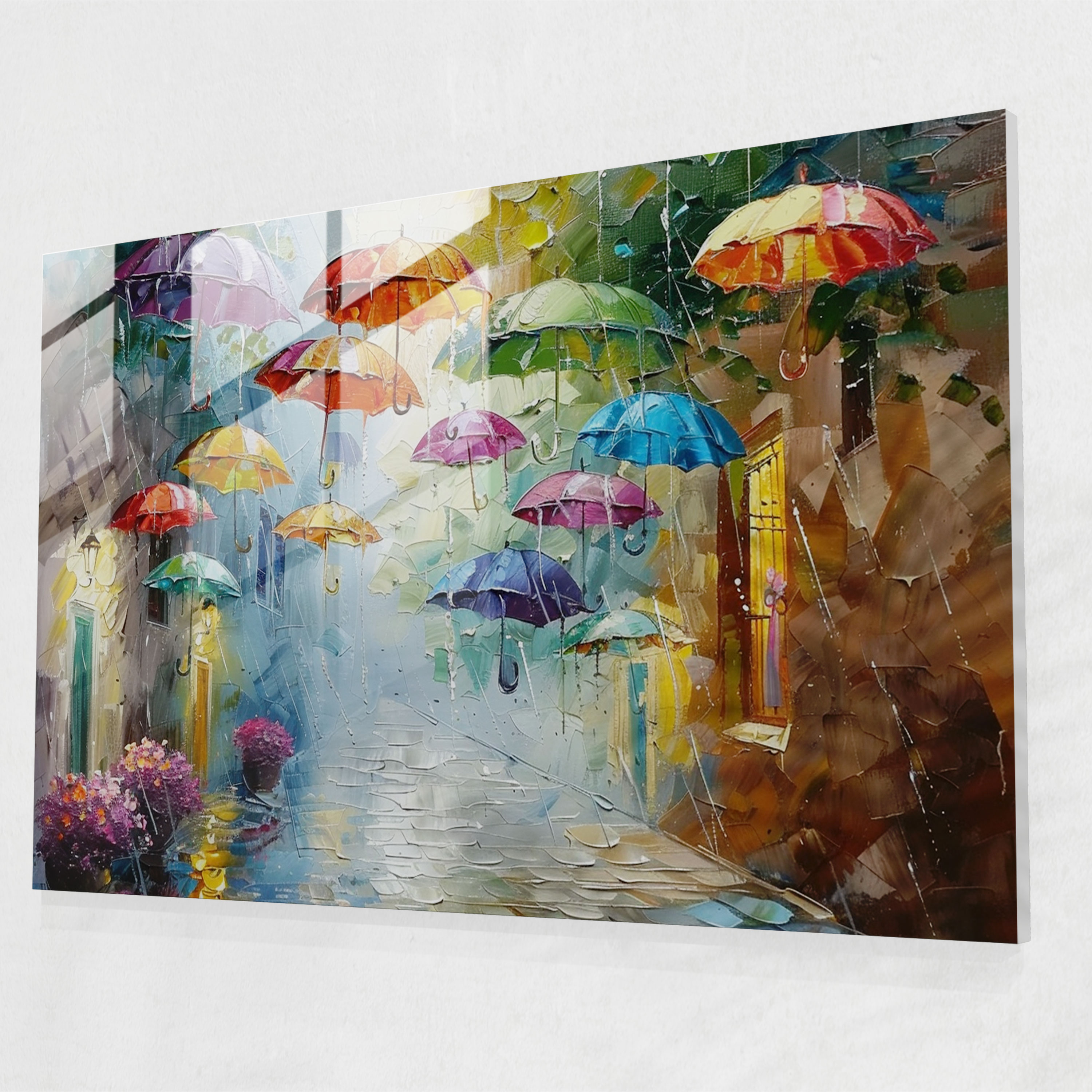 Leonid Afremov Glass Print Whimsical Street Scene - Leonid Afremov, Home Decoration, Glass Wall Art, Glass Print