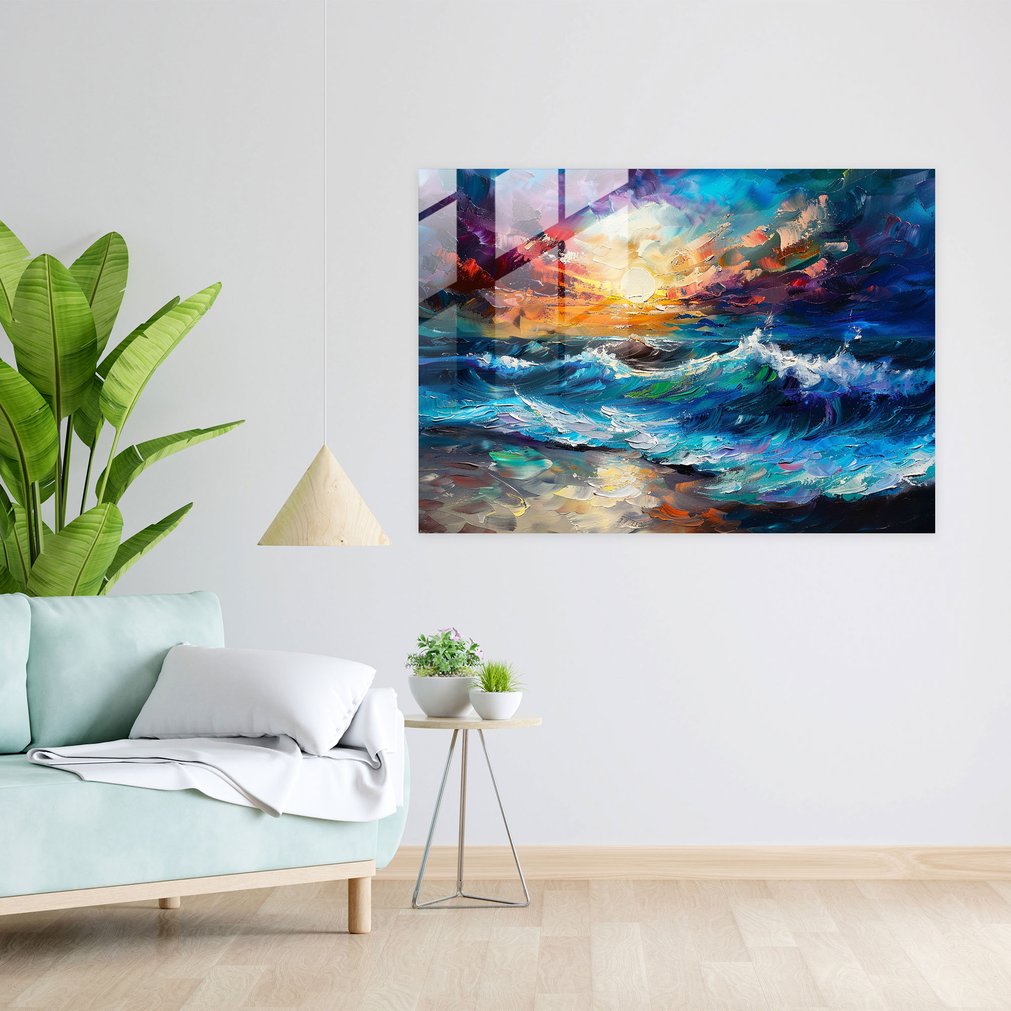 Leonid Afremov Glass Print Dreamy Seascape - Leonid Afremov, Glass Print, Glass Art, Wall Decoration