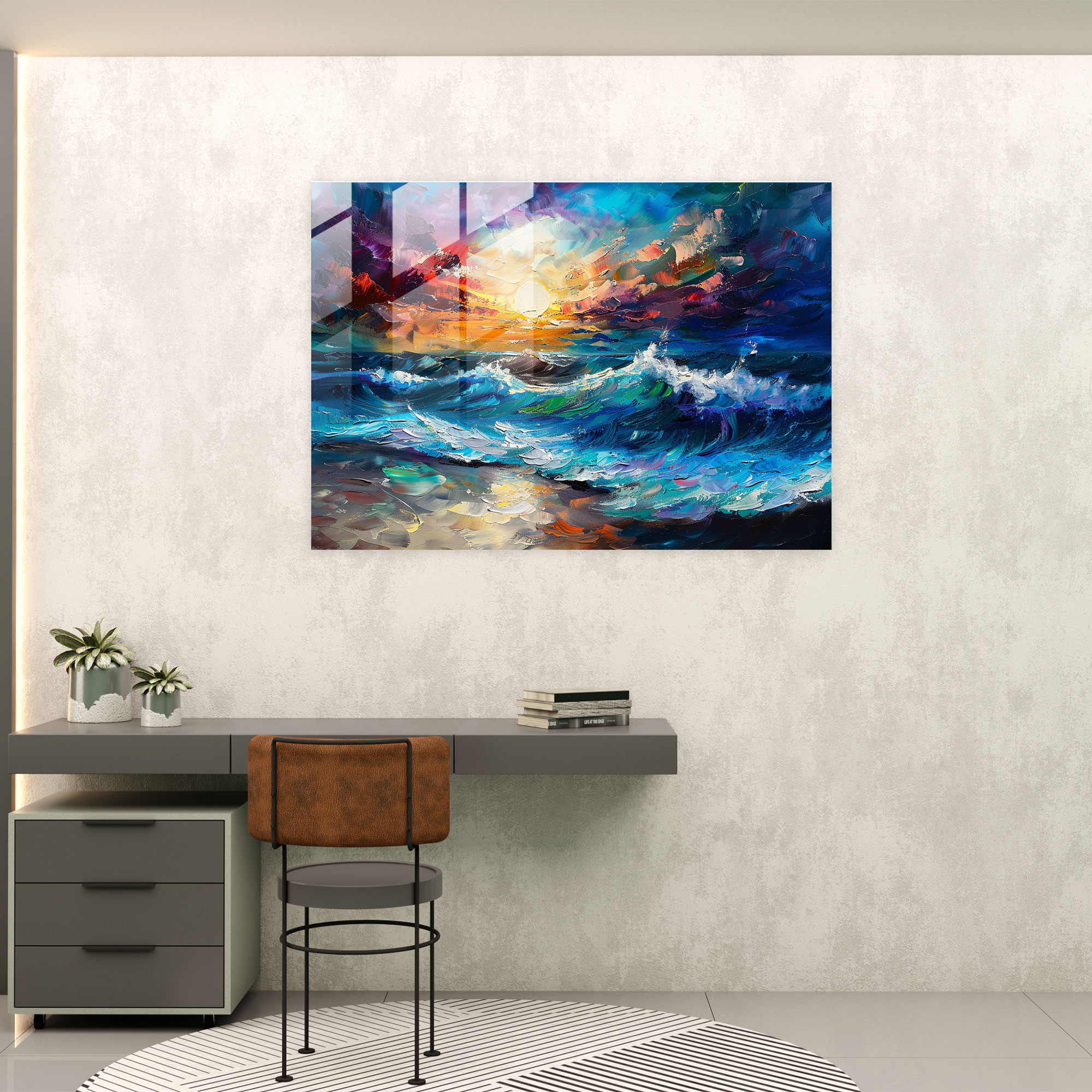 Leonid Afremov Glass Print Dreamy Seascape - Leonid Afremov, Glass Print, Glass Art, Wall Decoration