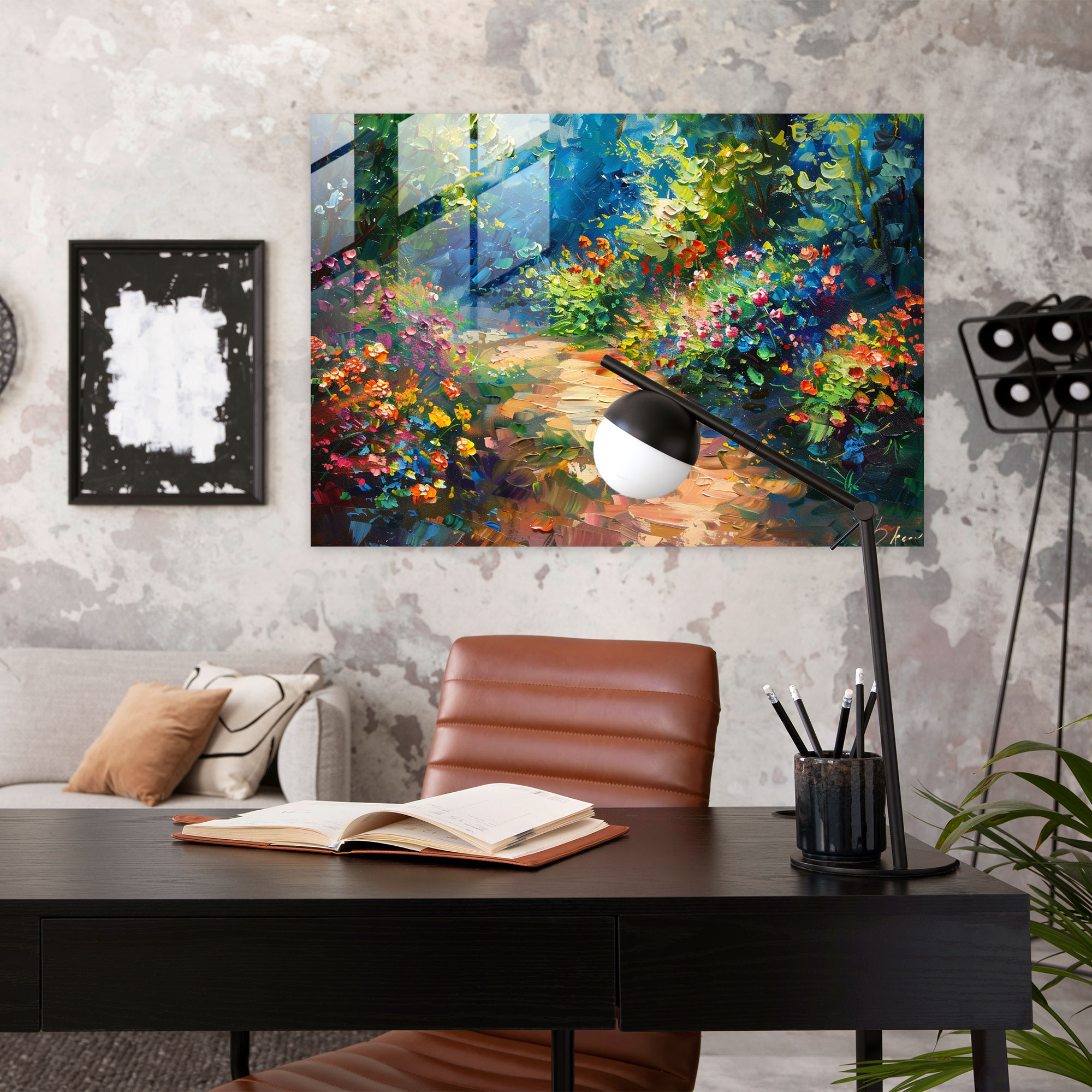 Leonid Afremov Glass Wall Art Enchanting Garden Path - Leonid Afremov, Glass Art, Home Decoration, Glass Print