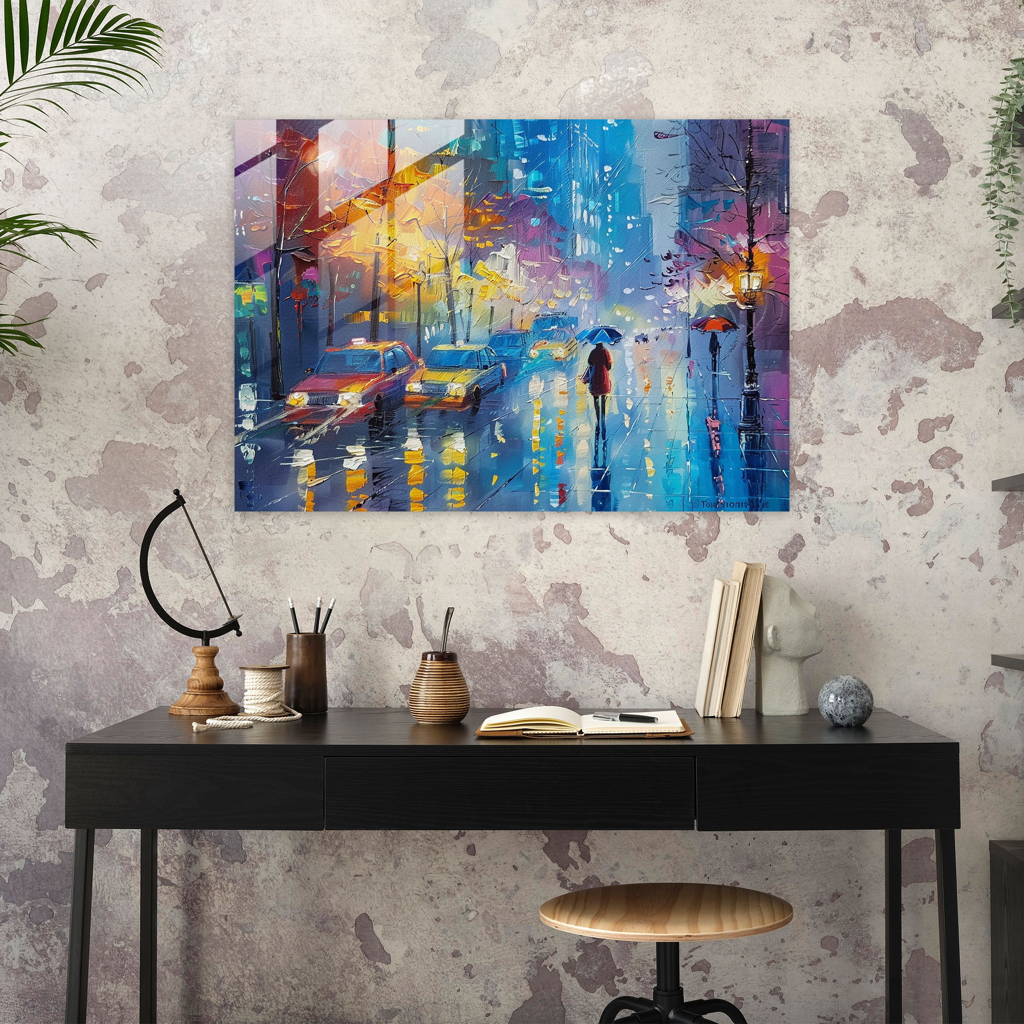 Colorful Cityscape Glass Print - Leonid Afremov, Glass Print, Modern Art, Leonid Afremov