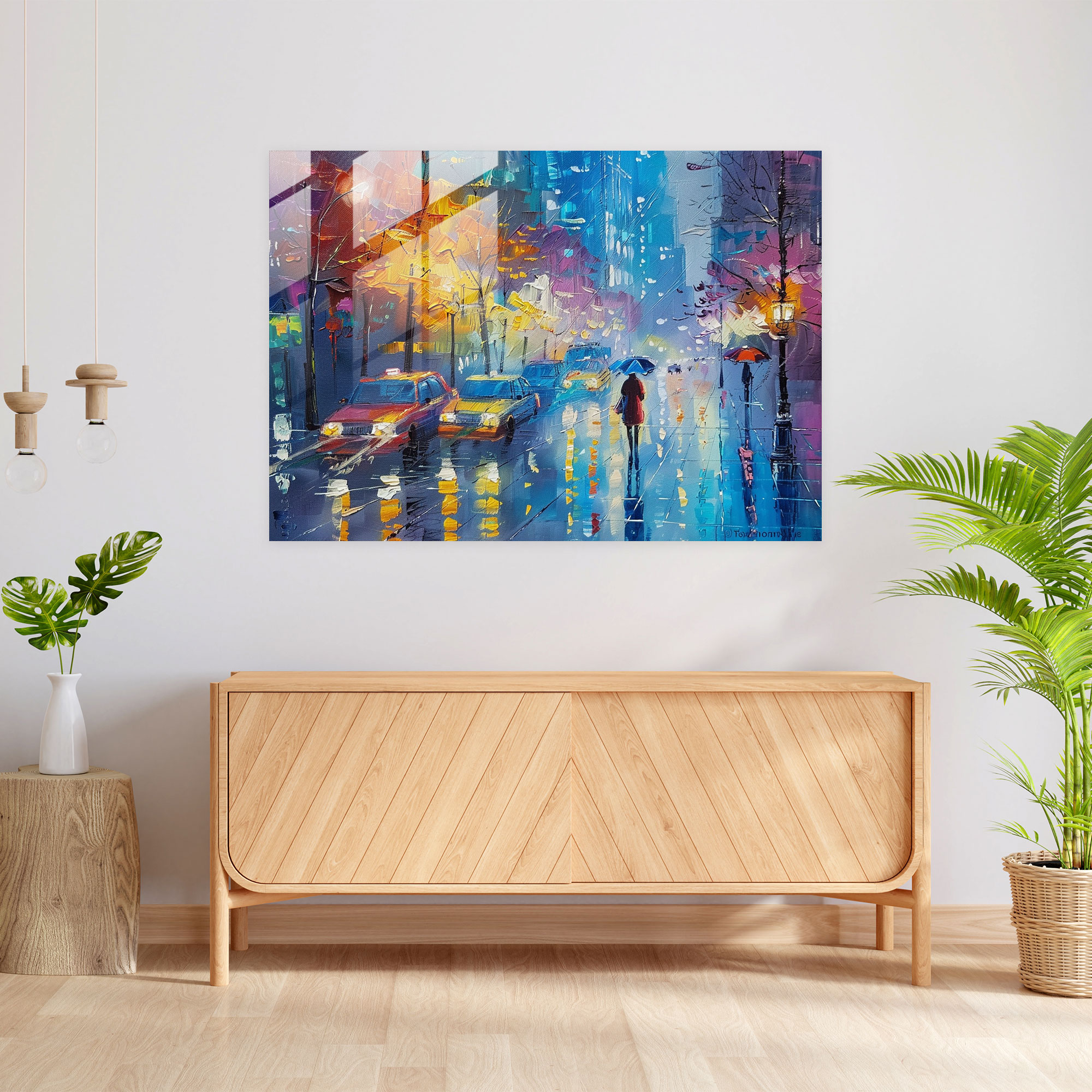 Colorful Cityscape Glass Print - Leonid Afremov, Glass Print, Modern Art, Leonid Afremov
