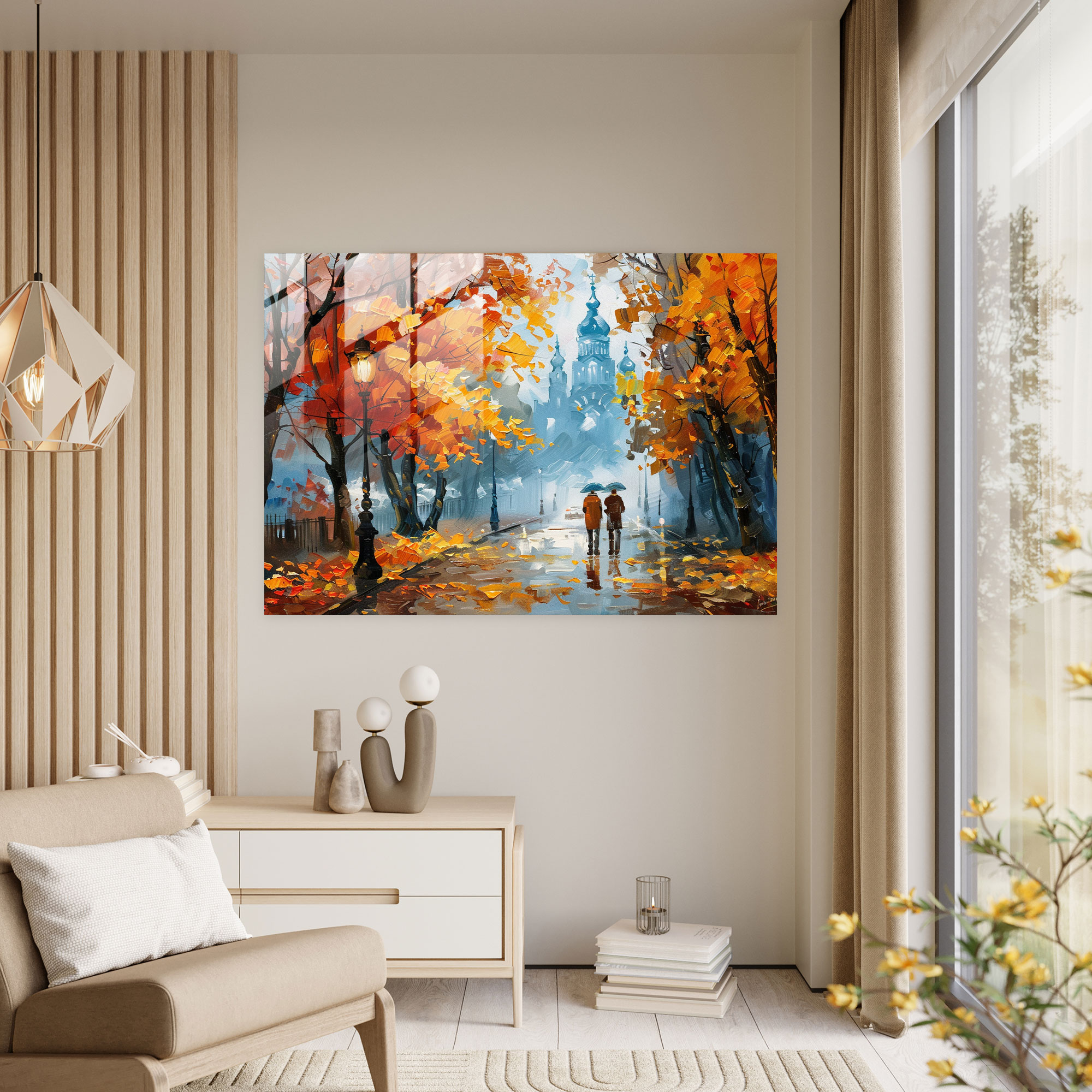 Enchanting Street Glass Wall Art - Leonid Afremov, Glass Wall Art, Leonid Afremov, Glass Art