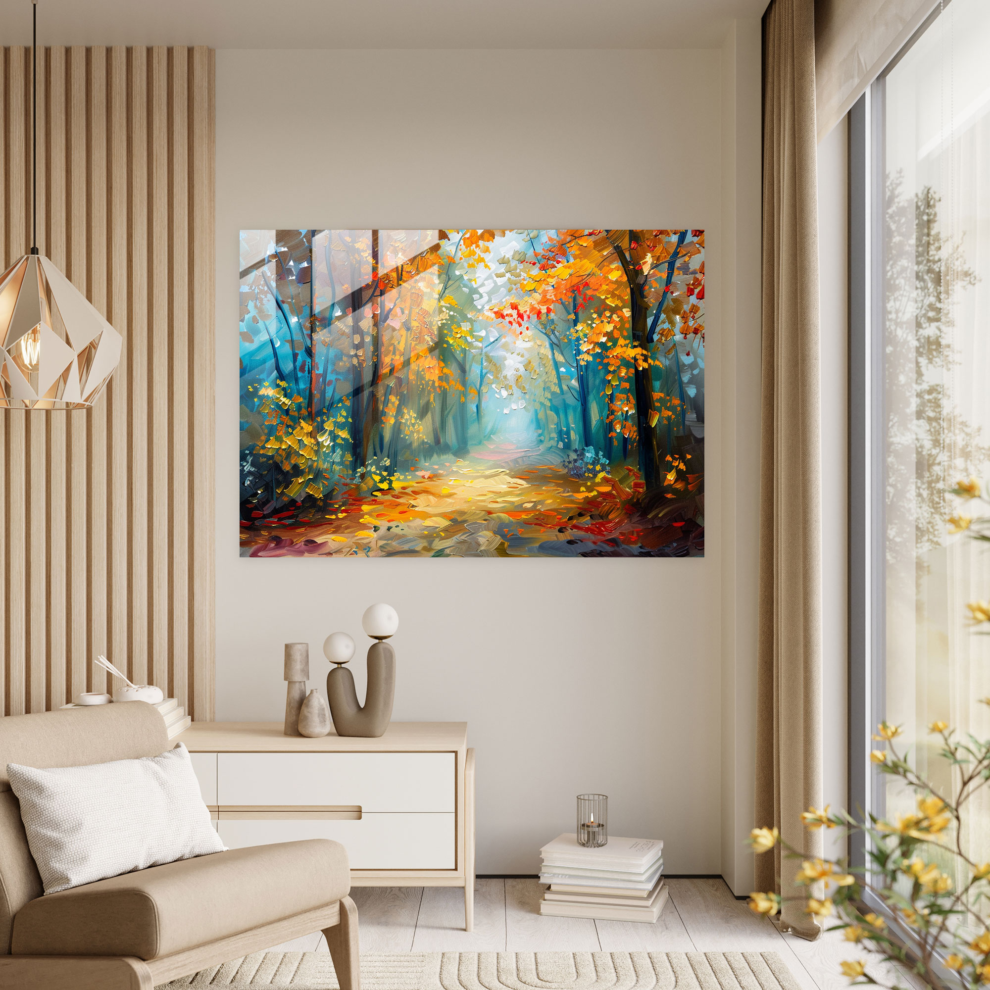 Serene Forest Pathway Glass Wall Art - Leonid Afremov, Wall Decoration, Modern Art, Glass Print