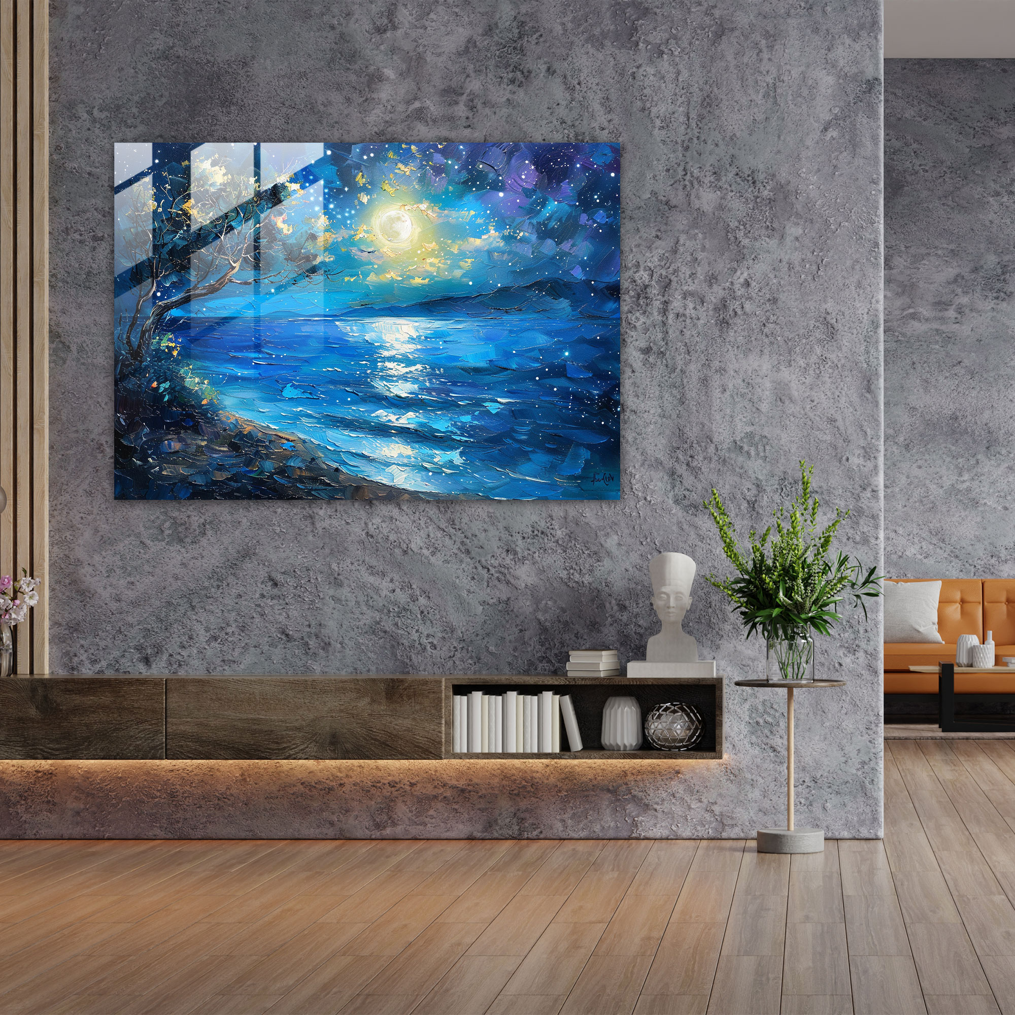 Mystical Moonlit Glass Print - Leonid Afremov, Glass Art, Wall Decoration, Modern Art