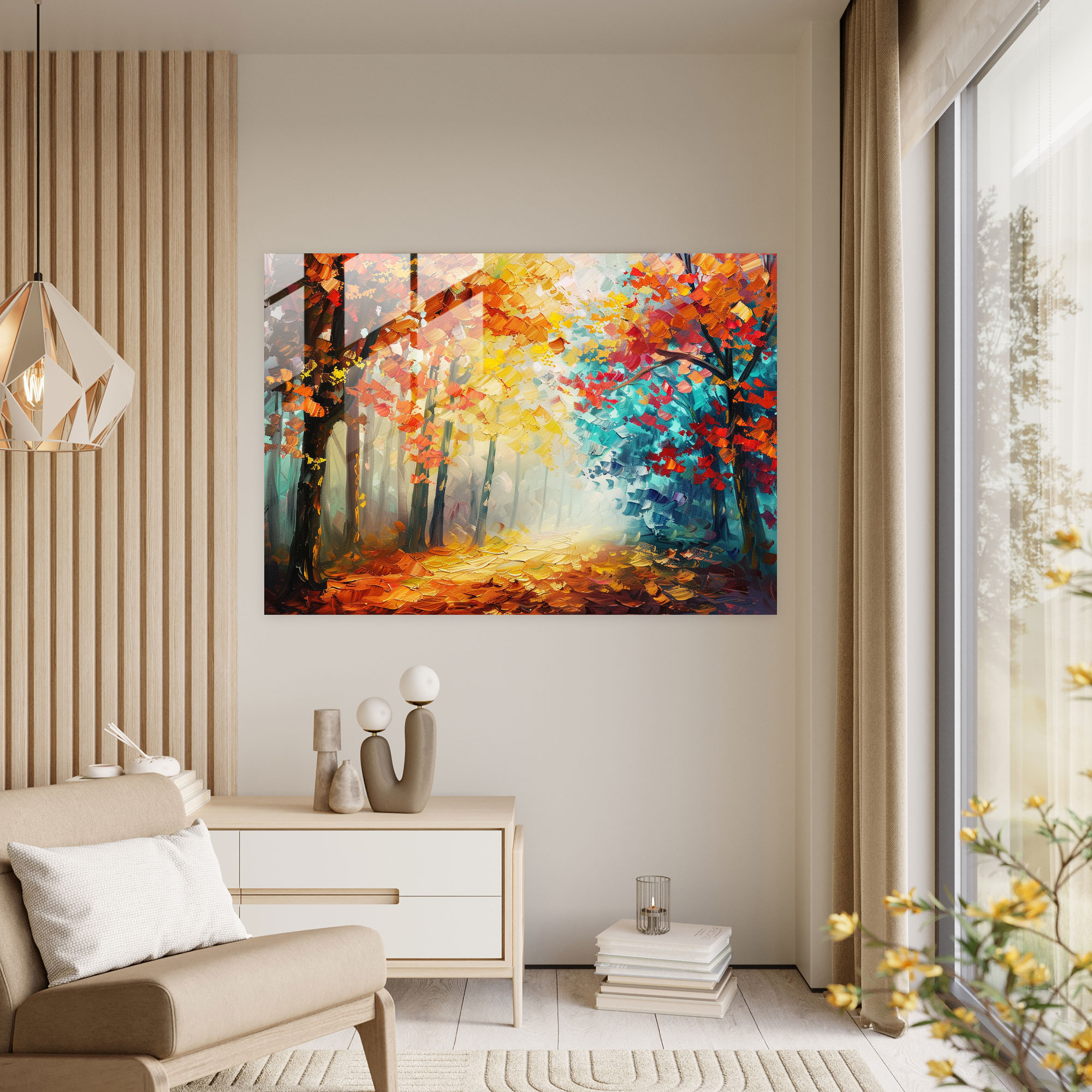 Leonid Afremov Glass Print - Autumn Forest Glass Wall Art - Leonid Afremov, Wall Decoration, Glass Wall Art, Glass Print