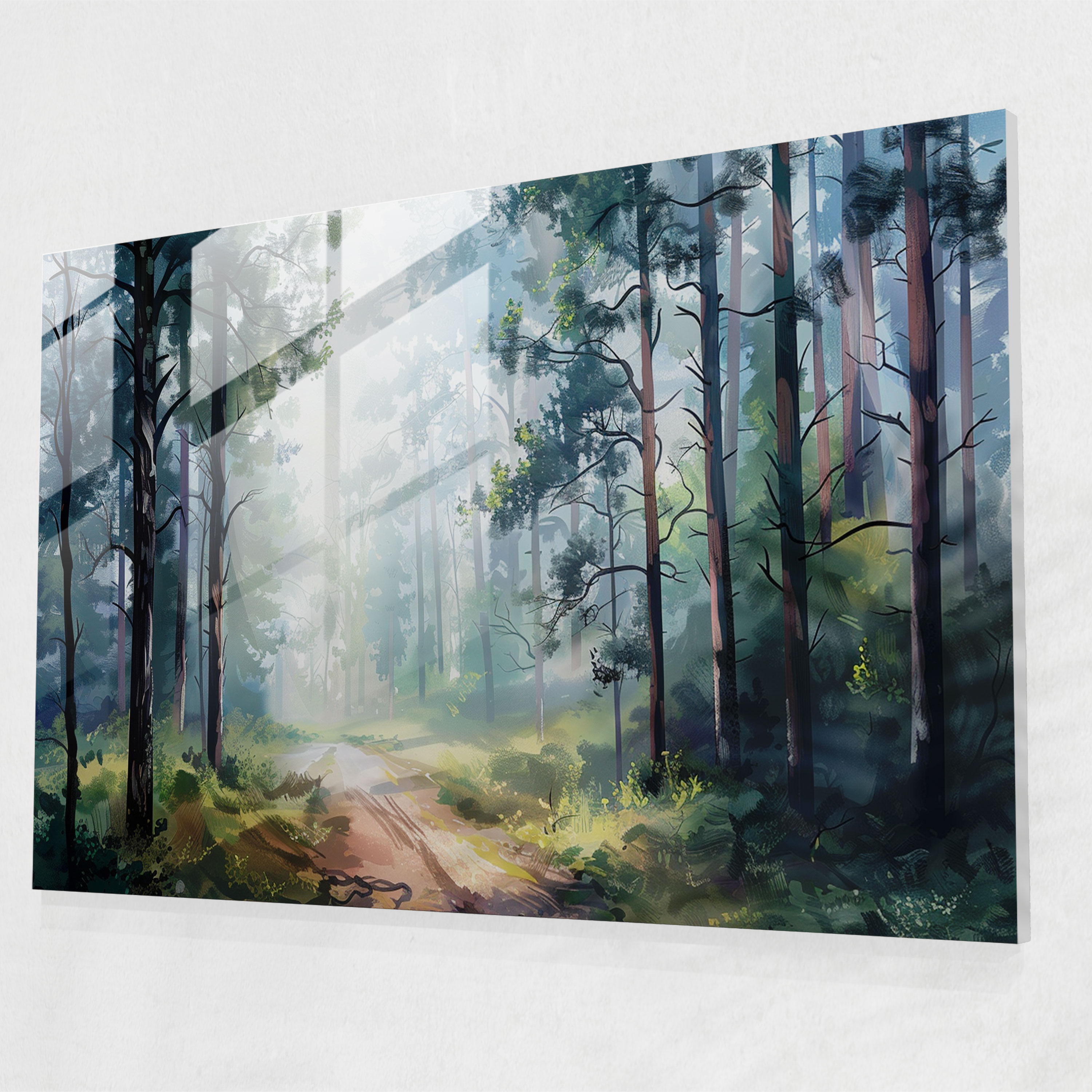 Leonid Afremov Glass Print - Misty Forest Glass Wall Art - Leonid Afremov, Glass Wall Art, Glass Print, Modern Art