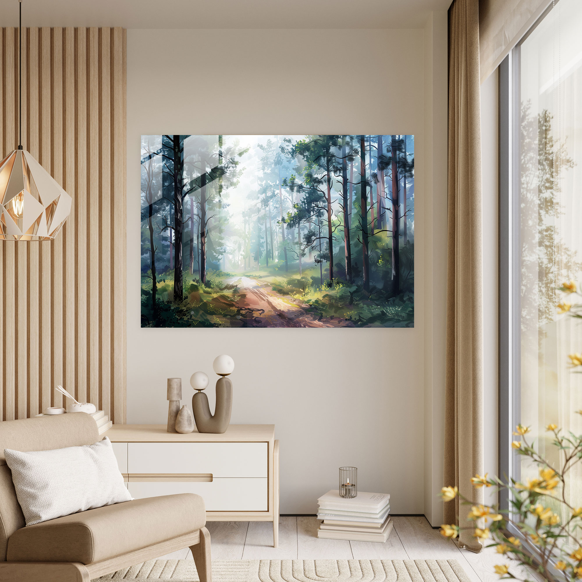 Leonid Afremov Glass Print - Misty Forest Glass Wall Art - Leonid Afremov, Glass Wall Art, Glass Print, Modern Art