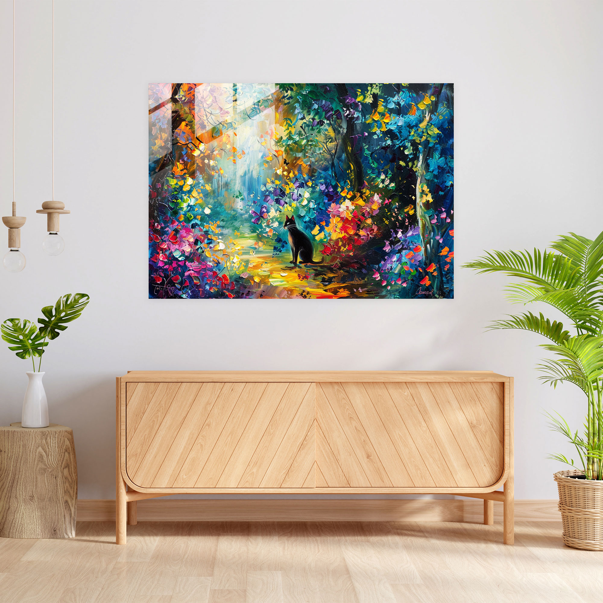 Leonid Afremov Glass Print - Playful Kittens Glass Wall Art - Leonid Afremov, Home Decoration, Modern Art, Leonid Afremov