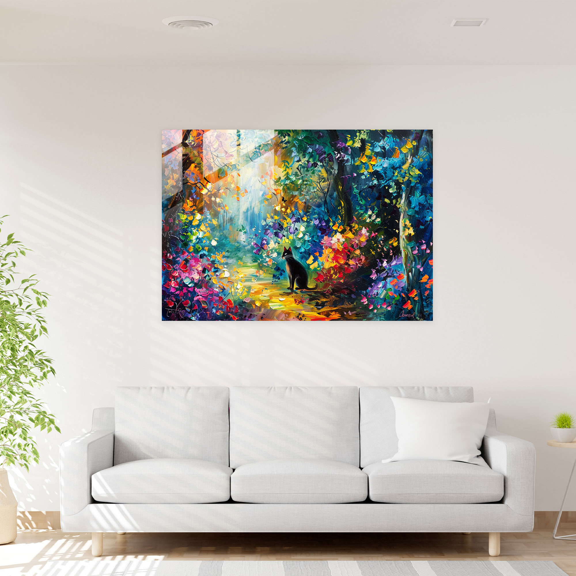 Leonid Afremov Glass Print - Playful Kittens Glass Wall Art - Leonid Afremov, Home Decoration, Modern Art, Leonid Afremov