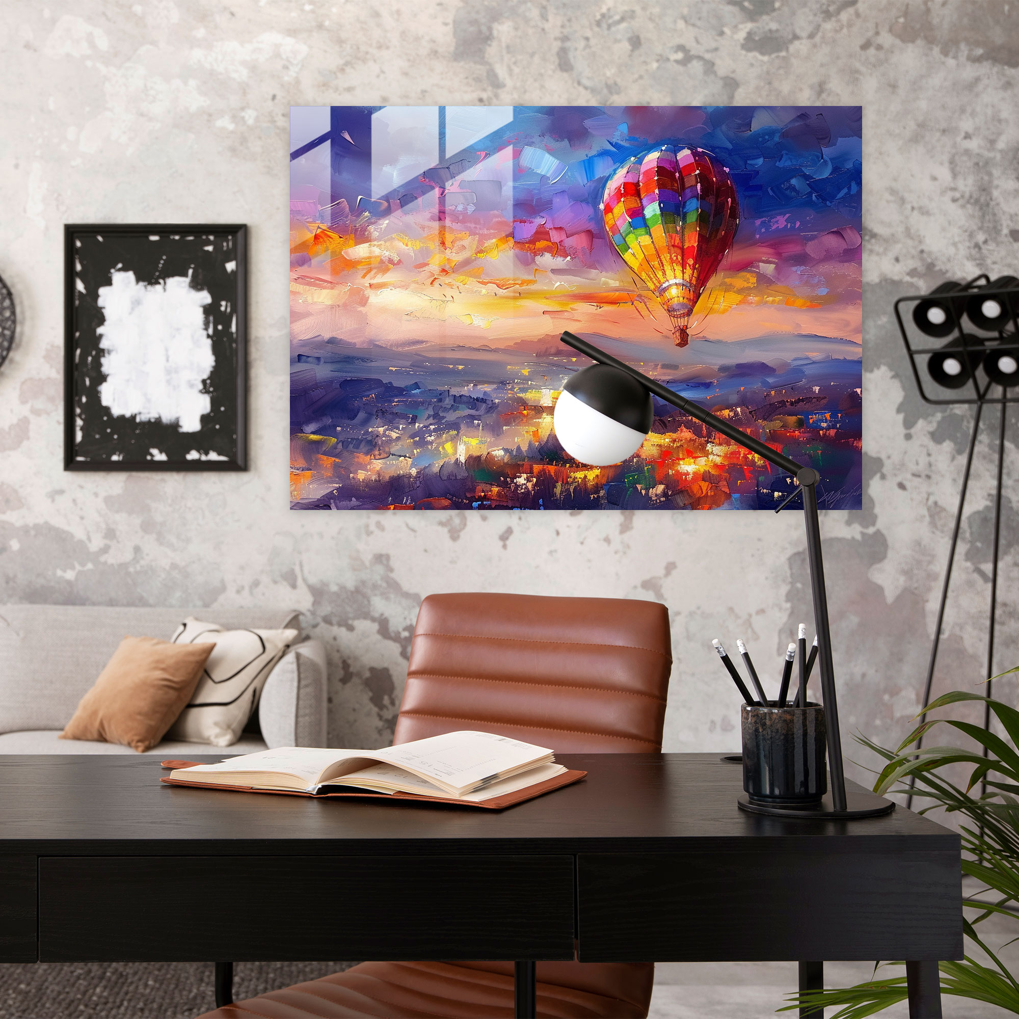 Leonid Afremov Glass Print - Balloon Ride Glass Wall Art - Leonid Afremov, Glass Print, Wall Decoration, Home Decoration