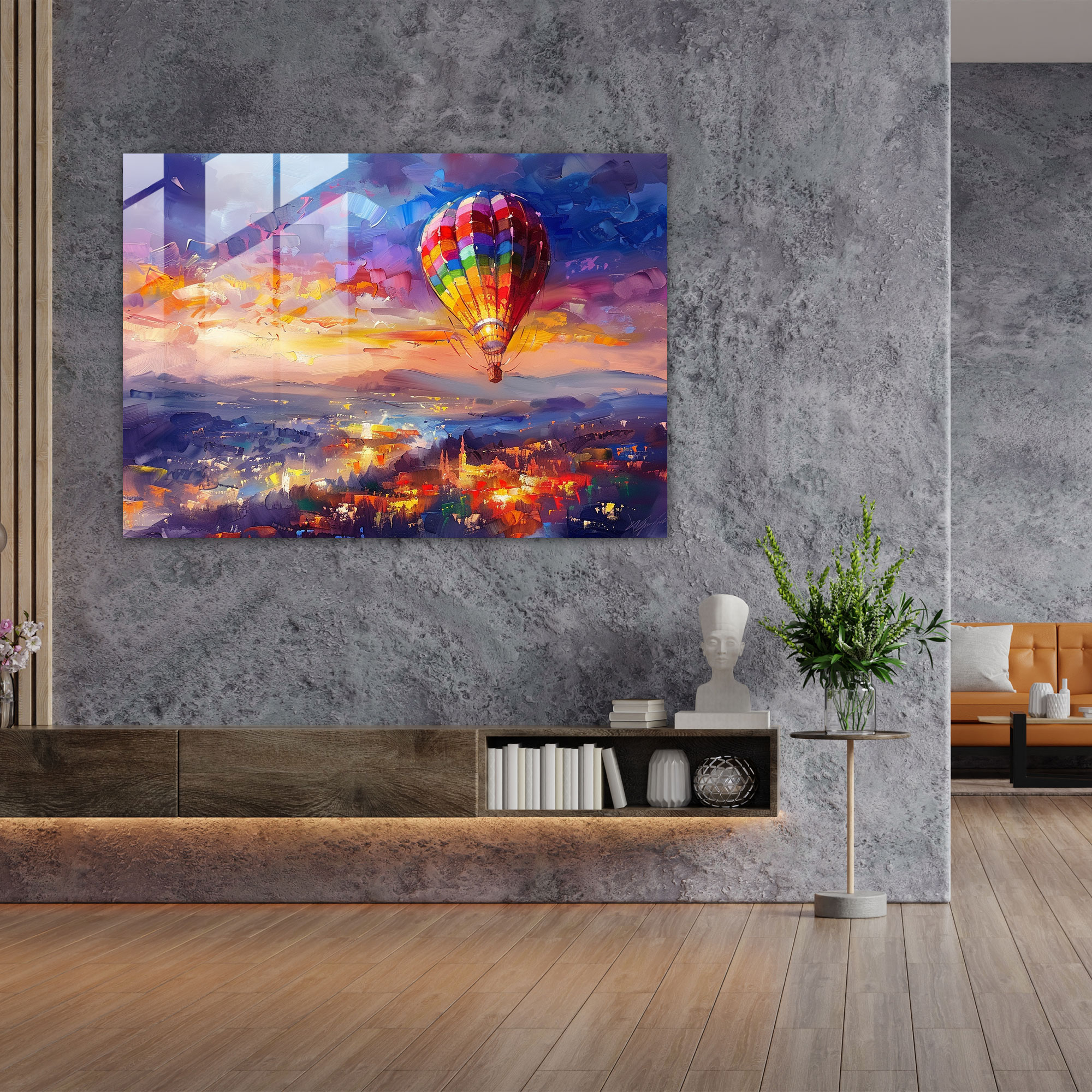 Leonid Afremov Glass Print - Balloon Ride Glass Wall Art - Leonid Afremov, Glass Print, Wall Decoration, Home Decoration