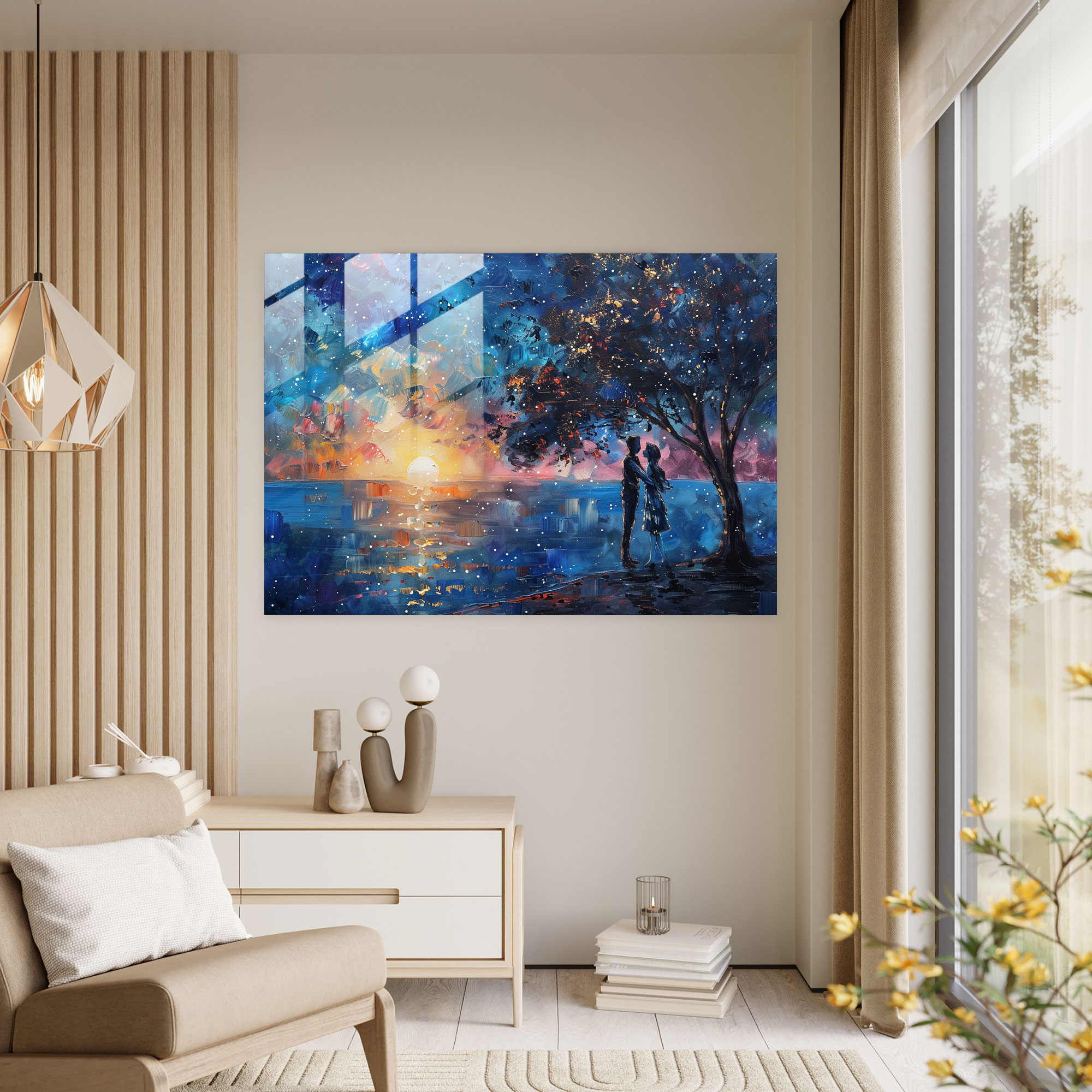 Starry Night Glass Print - Leonid Afremov, Wall Decoration, Leonid Afremov, Modern Art