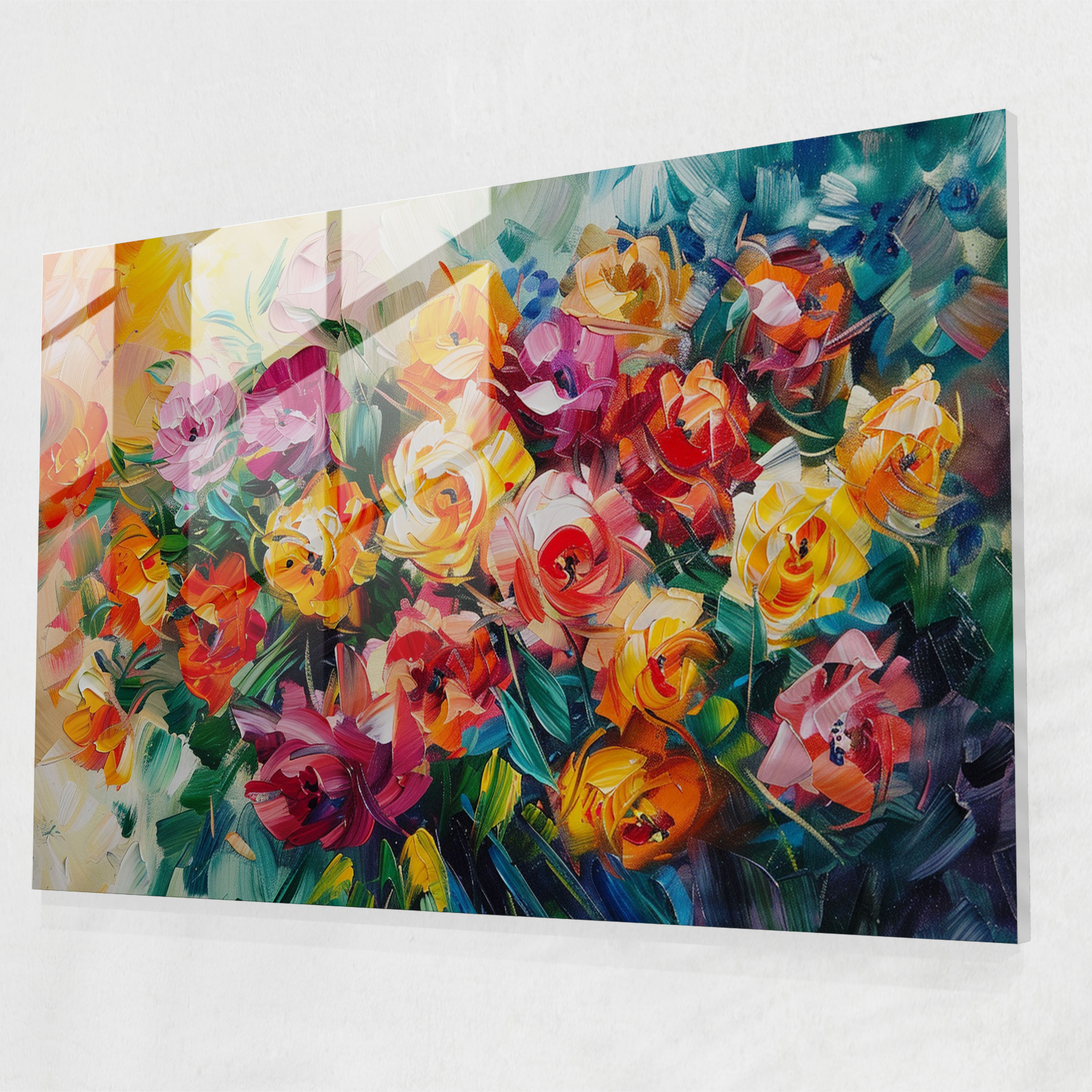 Floral Bouquet Glass Wall Art - Leonid Afremov, Modern Art, Wall Decoration, Glass Art