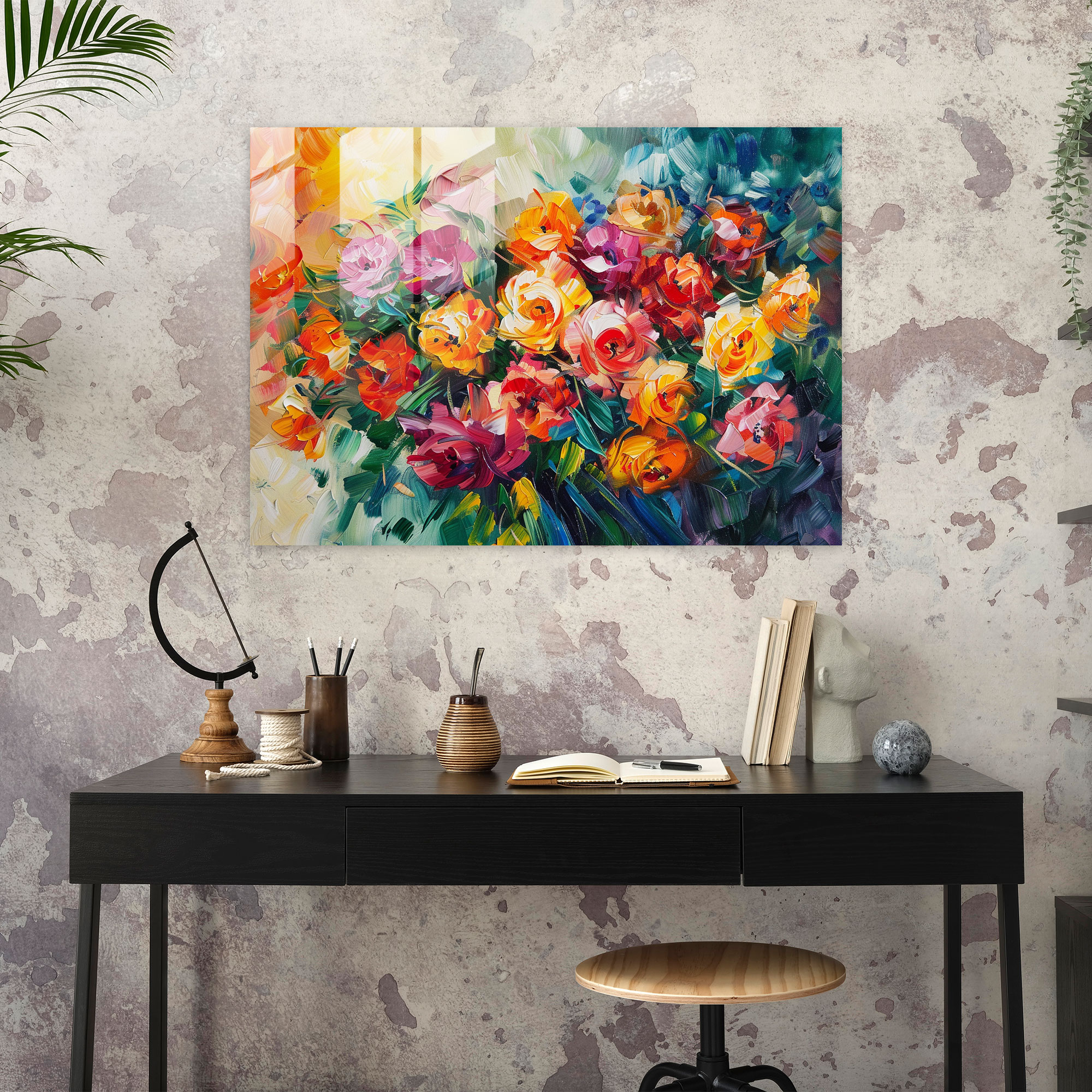 Floral Bouquet Glass Wall Art - Leonid Afremov, Modern Art, Wall Decoration, Glass Art