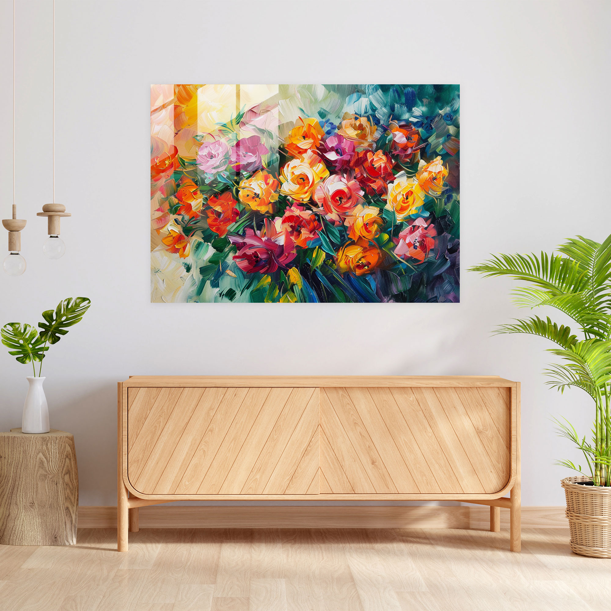 Floral Bouquet Glass Wall Art - Leonid Afremov, Modern Art, Wall Decoration, Glass Art