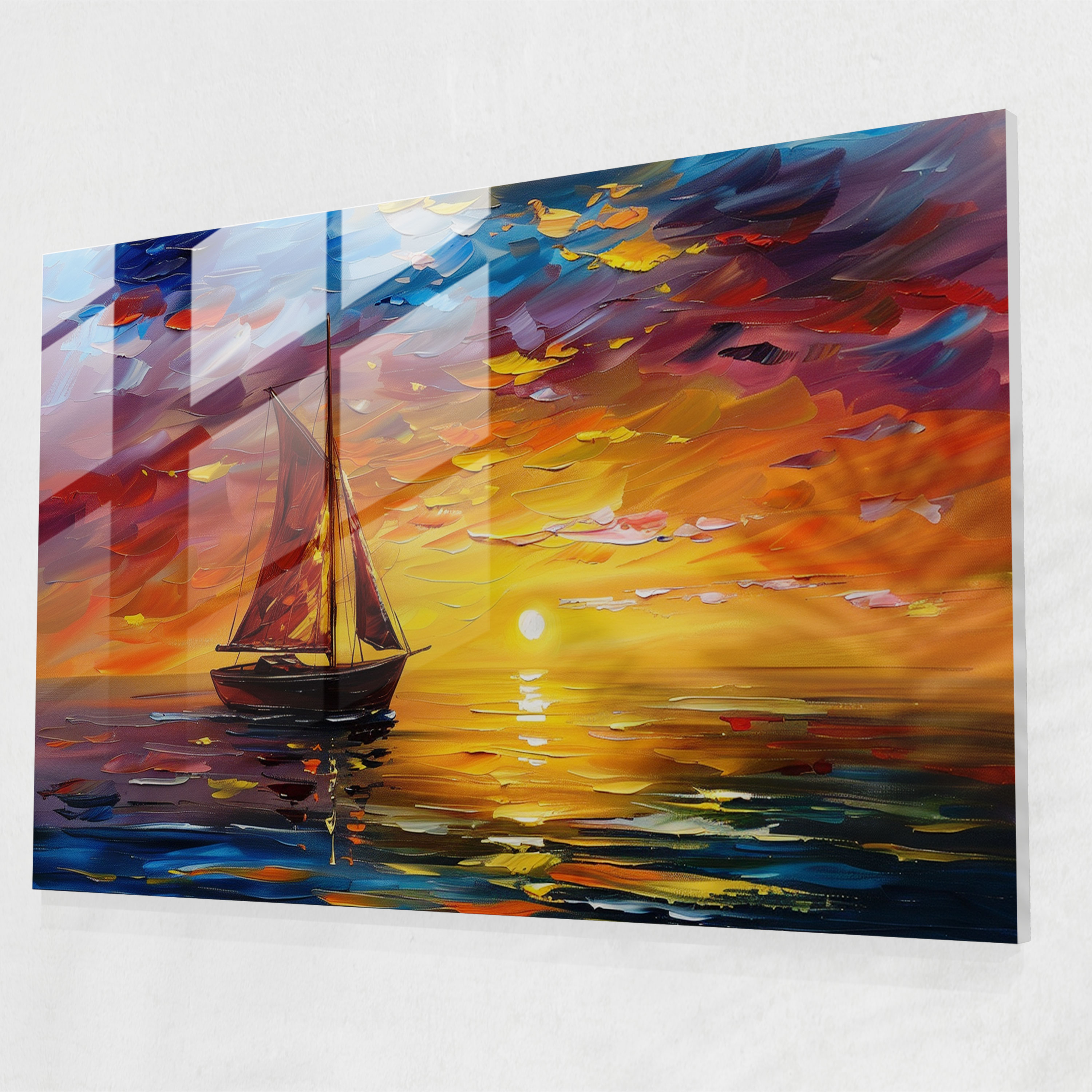 Sunset Seascape Glass Print - Leonid Afremov, Home Decoration, Glass Art, Glass Wall Art