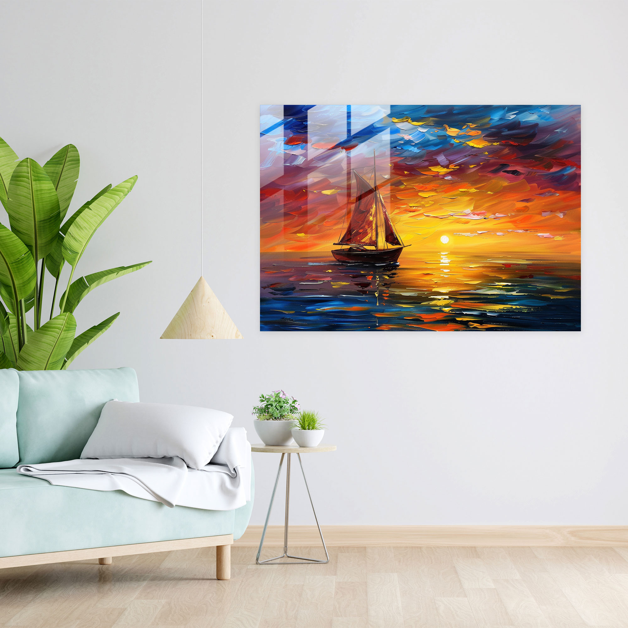 Sunset Seascape Glass Print - Leonid Afremov, Home Decoration, Glass Art, Glass Wall Art