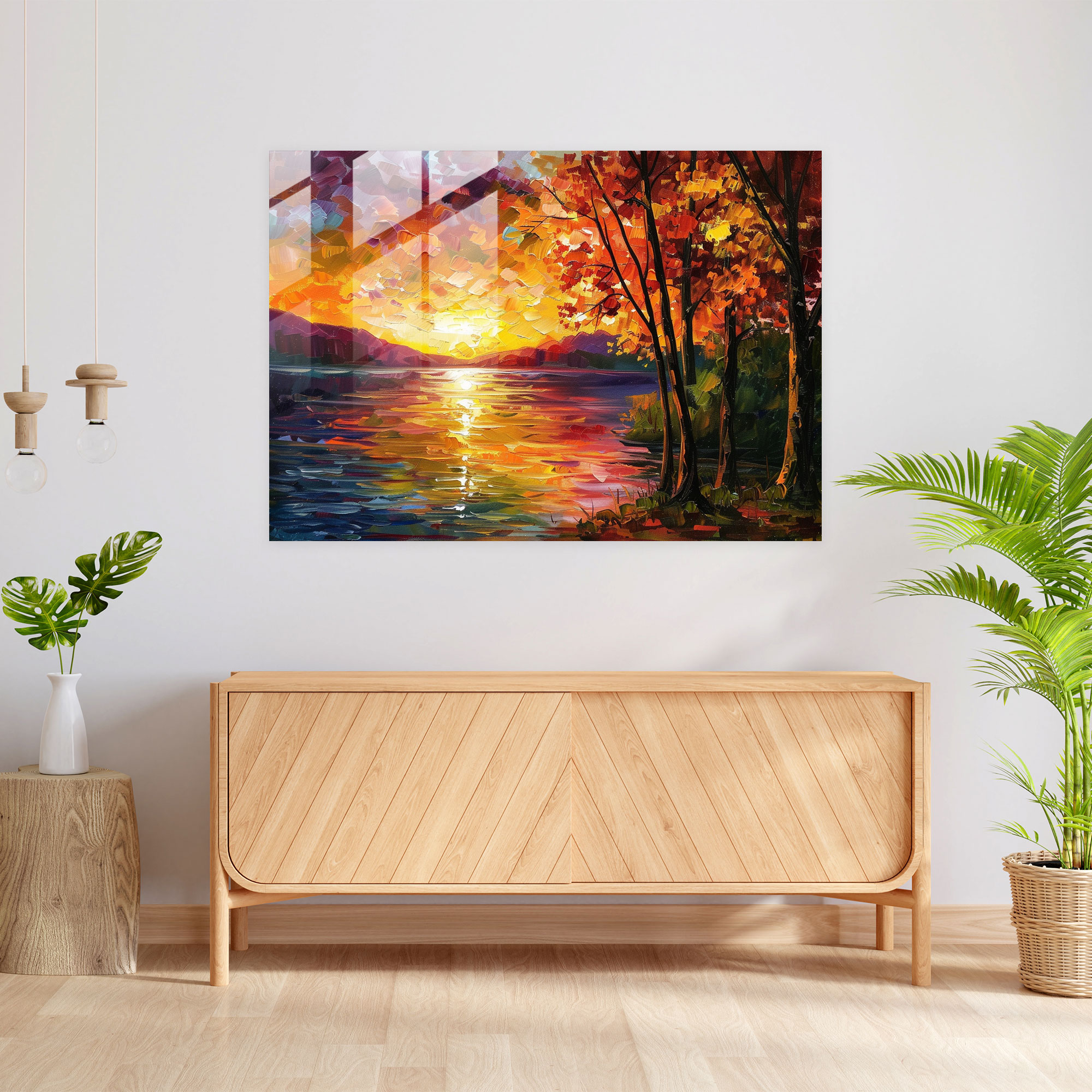 Leonid Afremov Home Decoration - Autumn Sunset - Leonid Afremov, Wall Decoration, Leonid Afremov, Glass Art