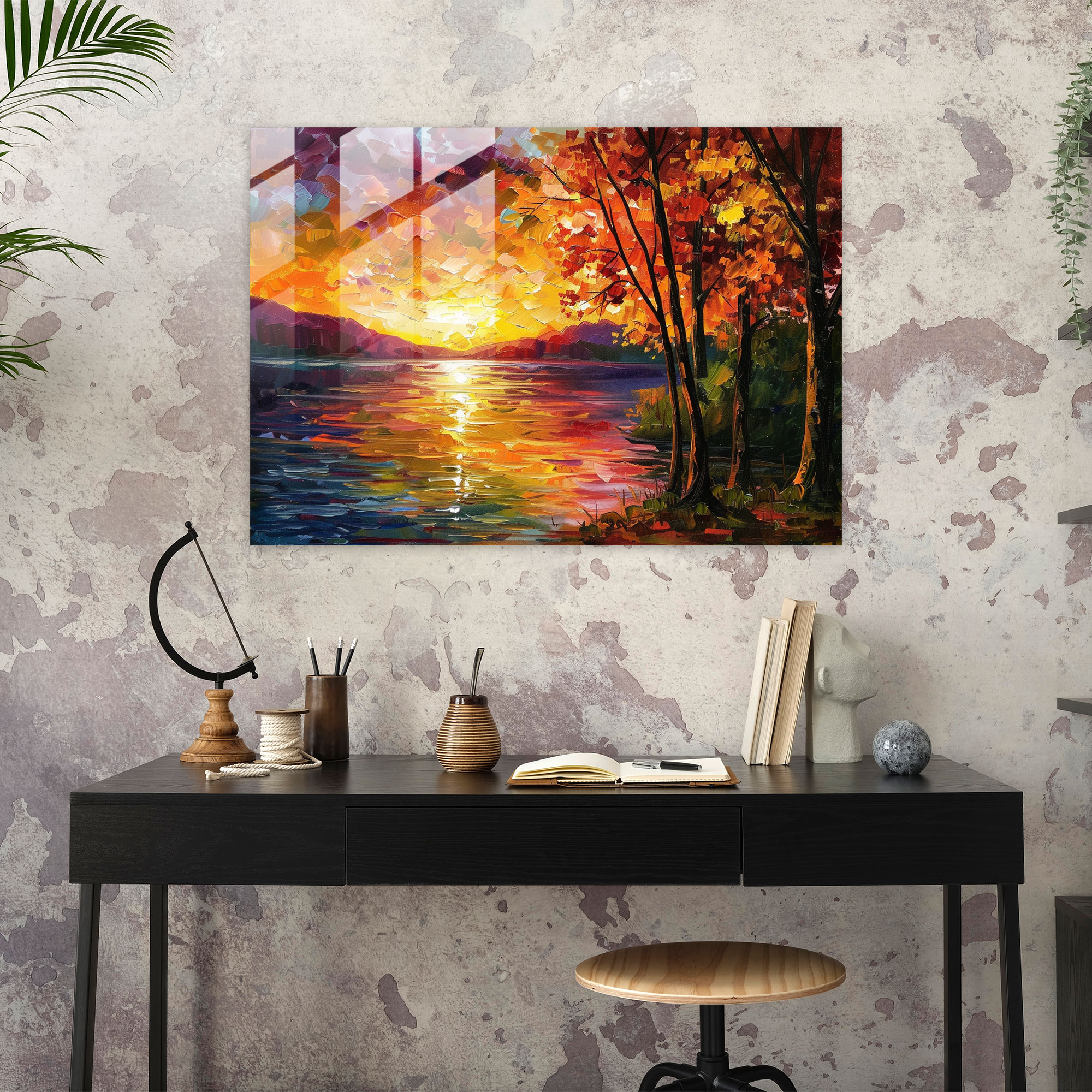 Leonid Afremov Home Decoration - Autumn Sunset - Leonid Afremov, Wall Decoration, Leonid Afremov, Glass Art