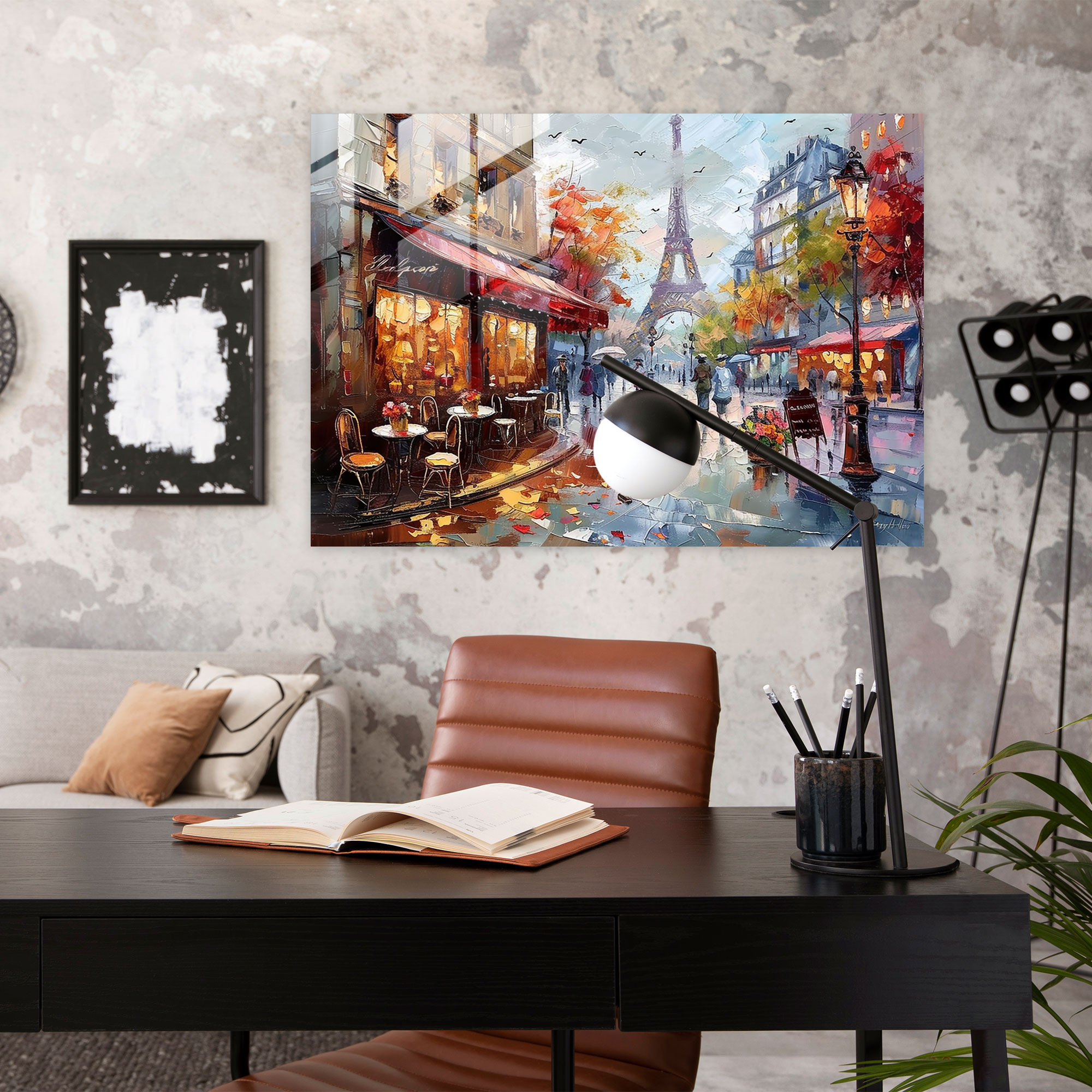 Leonid Afremov Modern Art - Parisian Street - Leonid Afremov, Glass Print, Wall Decoration, Home Decoration