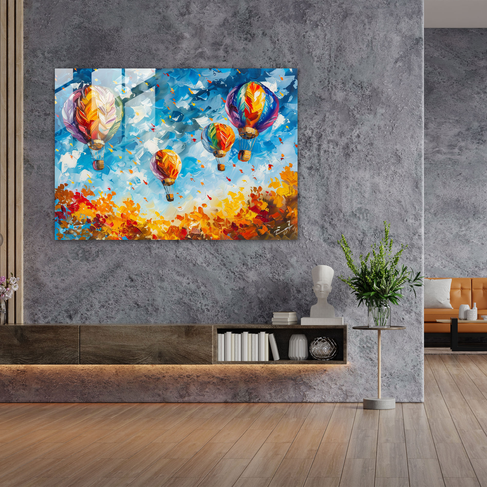 Leonid Afremov Glass Print - Hot Air Balloons - Leonid Afremov, Leonid Afremov, Wall Decoration, Glass Wall Art