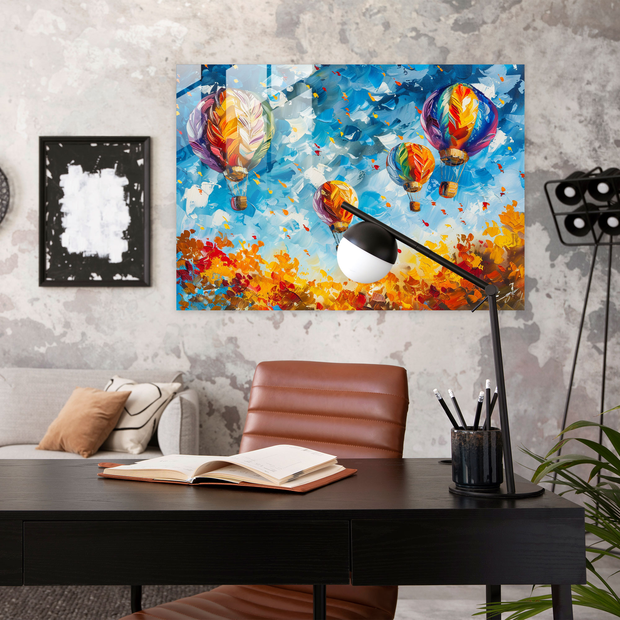 Leonid Afremov Glass Print - Hot Air Balloons - Leonid Afremov, Leonid Afremov, Wall Decoration, Glass Wall Art